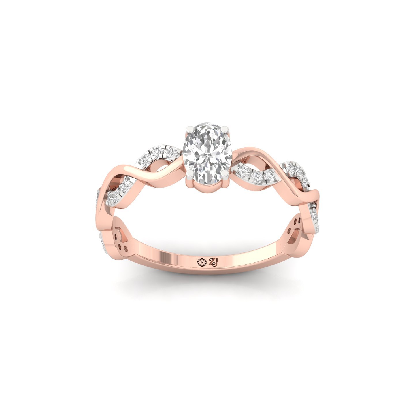 Oval Cut Infinity Twist Diamond Engagement Ring | Lab Grown CVD Diamond | Silver | 10K | 14K | 18K - Rose Gold Main View