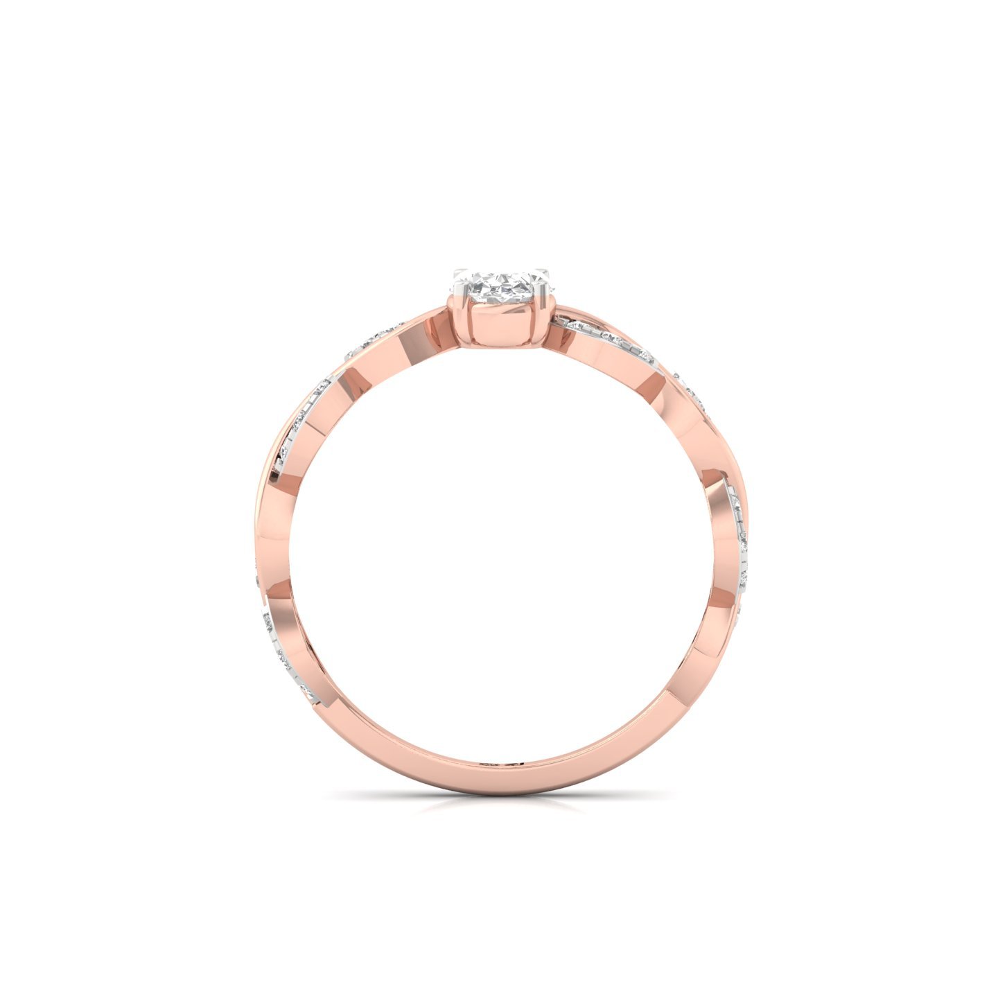 Oval Cut Infinity Twist Diamond Engagement Ring | Lab Grown CVD Diamond | Silver | 10K | 14K | 18K - View 3