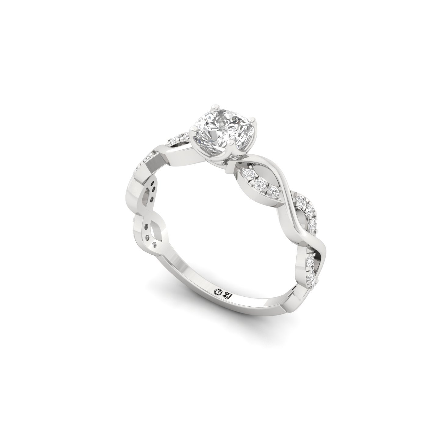 Cushion Cut Infinity Twist Diamond Engagement Ring | Lab Grown CVD Diamond | Silver | 10K | 14K | 18K - View 2