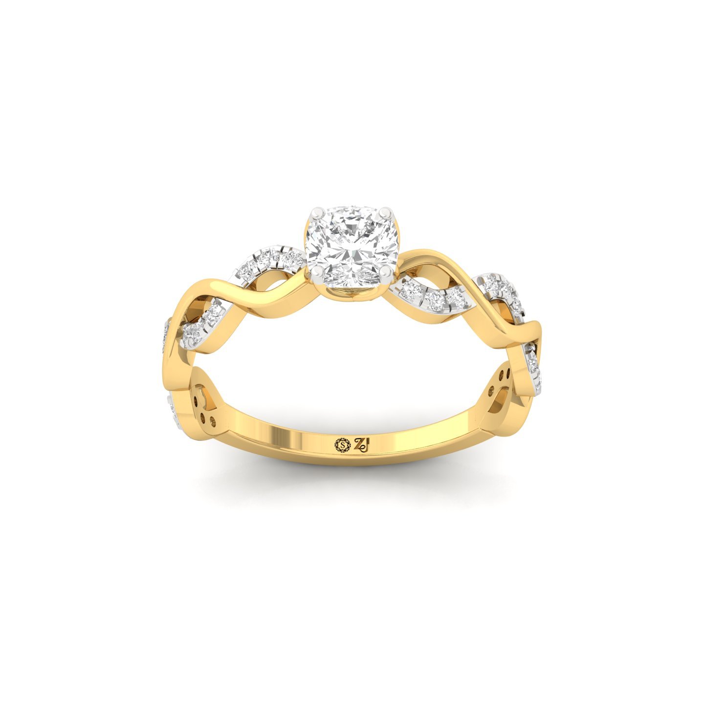 Cushion Cut Infinity Twist Diamond Engagement Ring | Lab Grown CVD Diamond | Silver | 10K | 14K | 18K - Gold Main View