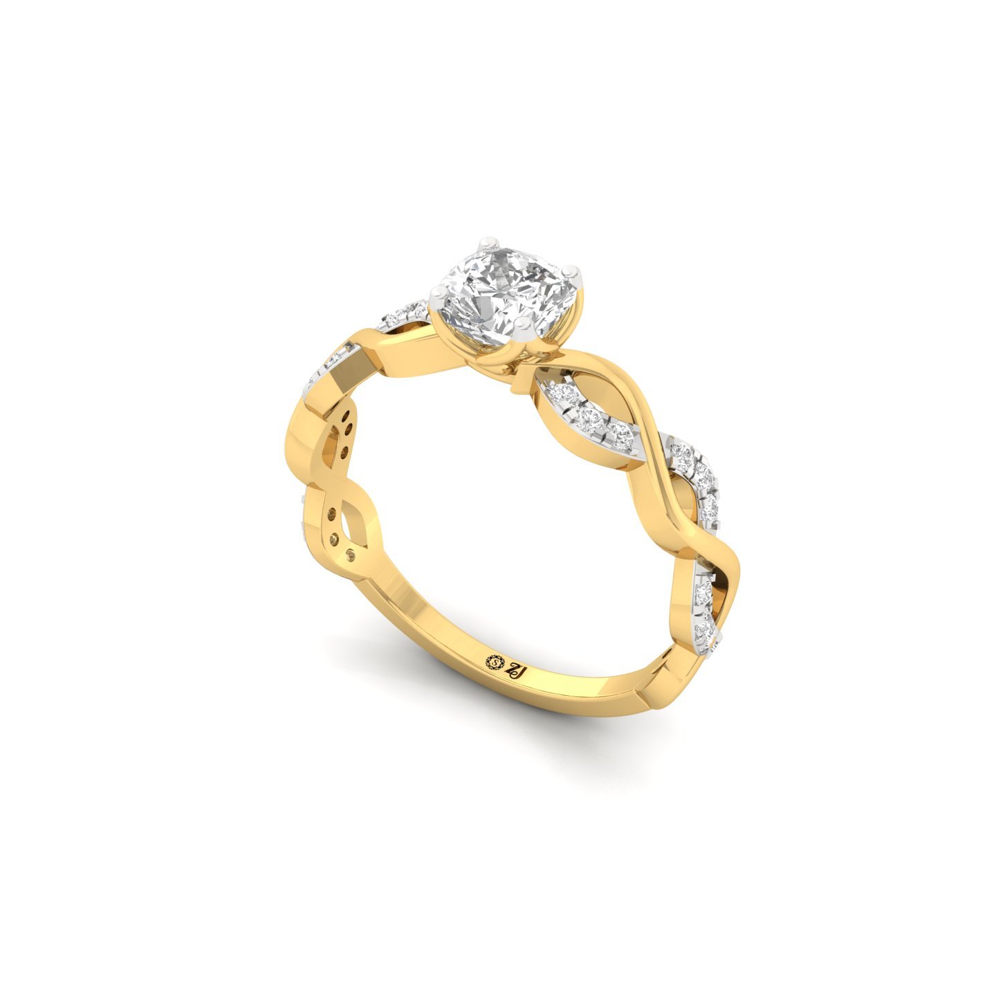 Cushion Cut Infinity Twist Diamond Engagement Ring | Lab Grown CVD Diamond | Silver | 10K | 14K | 18K - View 2