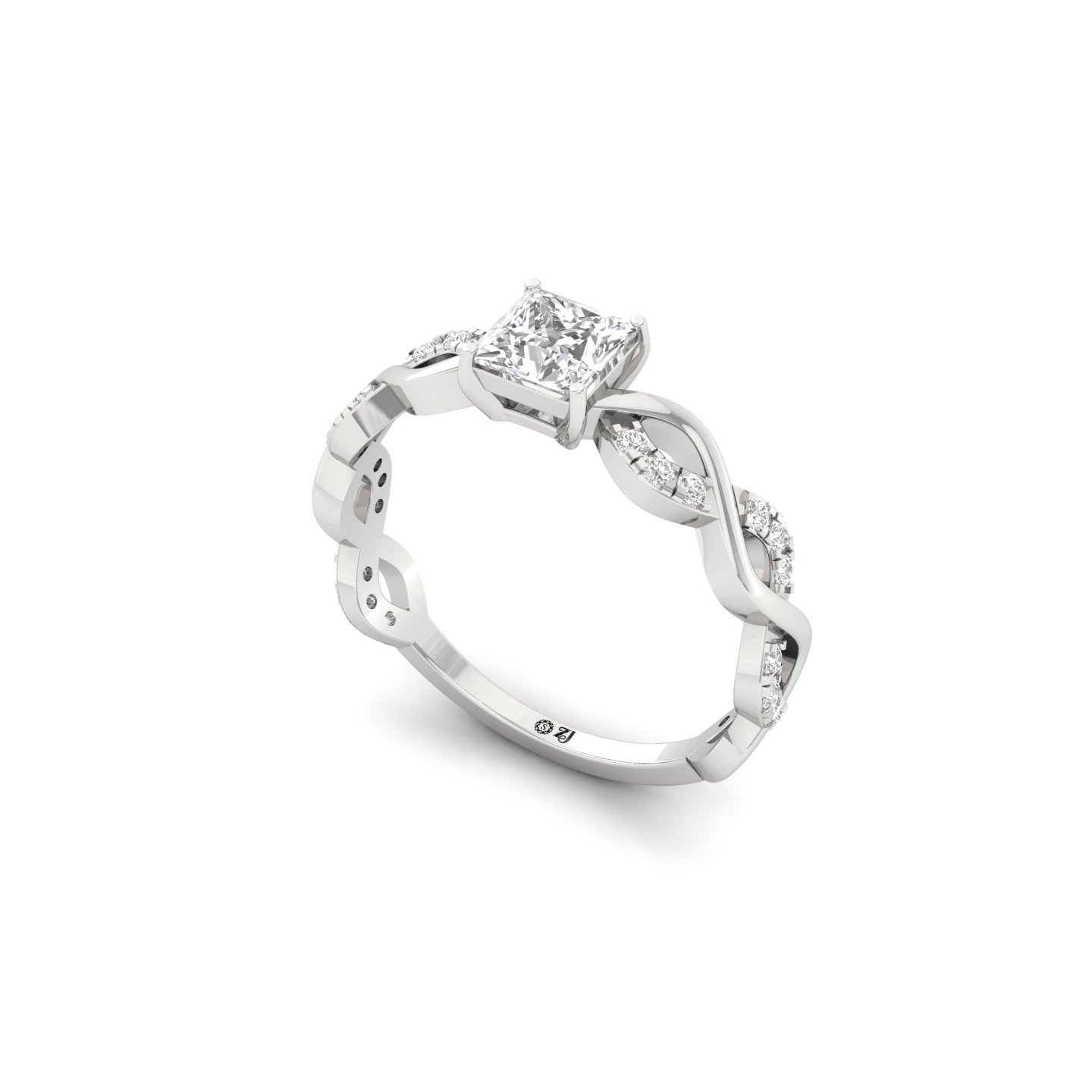 Princess Cut Infinity Twist Diamond Engagement Ring | Lab Grown CVD Diamond | Silver | 10K | 14K | 18K - View 2