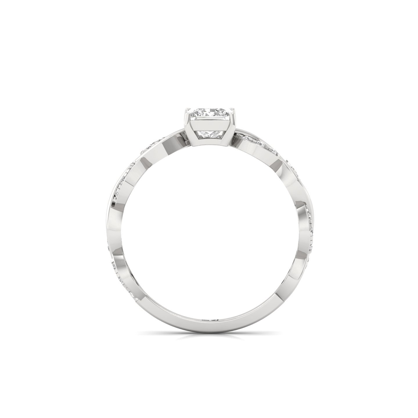 Princess Cut Infinity Twist Diamond Engagement Ring | Lab Grown CVD Diamond | Silver | 10K | 14K | 18K - View 3