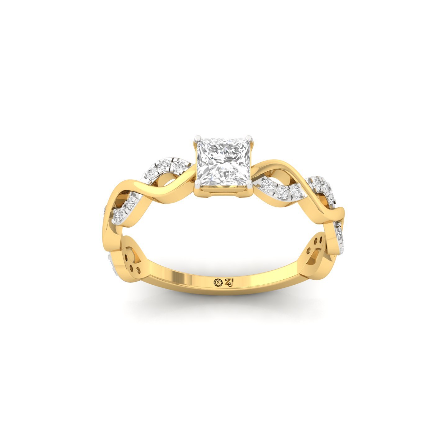 Princess Cut Infinity Twist Diamond Engagement Ring | Lab Grown CVD Diamond | Silver | 10K | 14K | 18K - Gold Main View