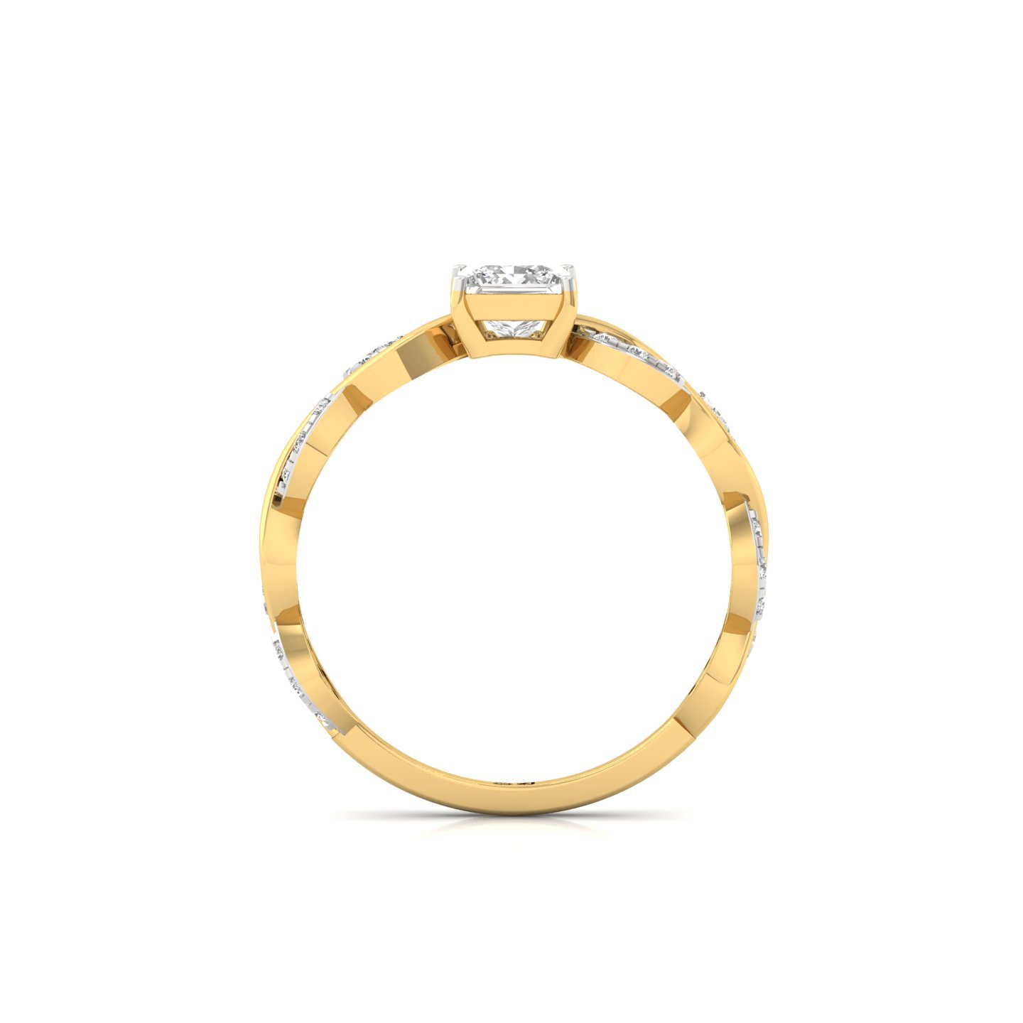 Princess Cut Infinity Twist Diamond Engagement Ring | Lab Grown CVD Diamond | Silver | 10K | 14K | 18K - View 3