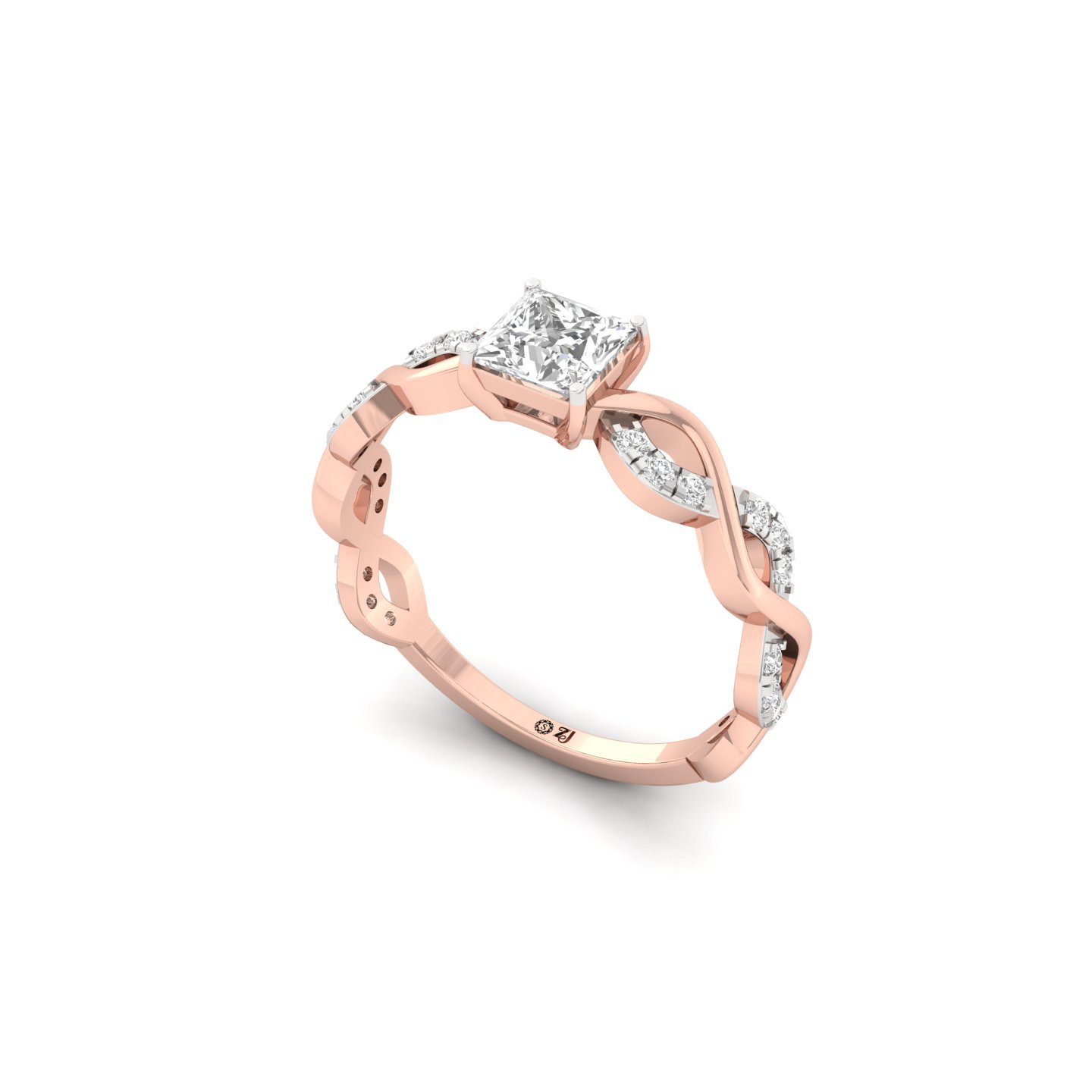 Princess Cut Infinity Twist Diamond Engagement Ring | Lab Grown CVD Diamond | Silver | 10K | 14K | 18K - View 2