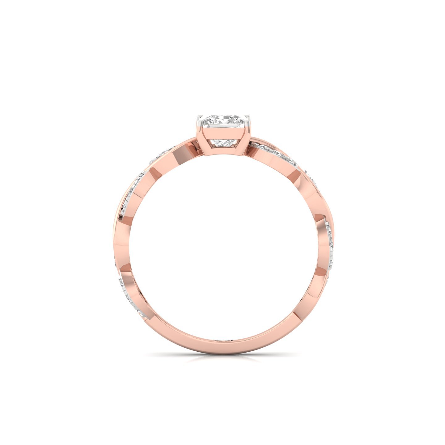 Princess Cut Infinity Twist Diamond Engagement Ring | Lab Grown CVD Diamond | Silver | 10K | 14K | 18K - View 3