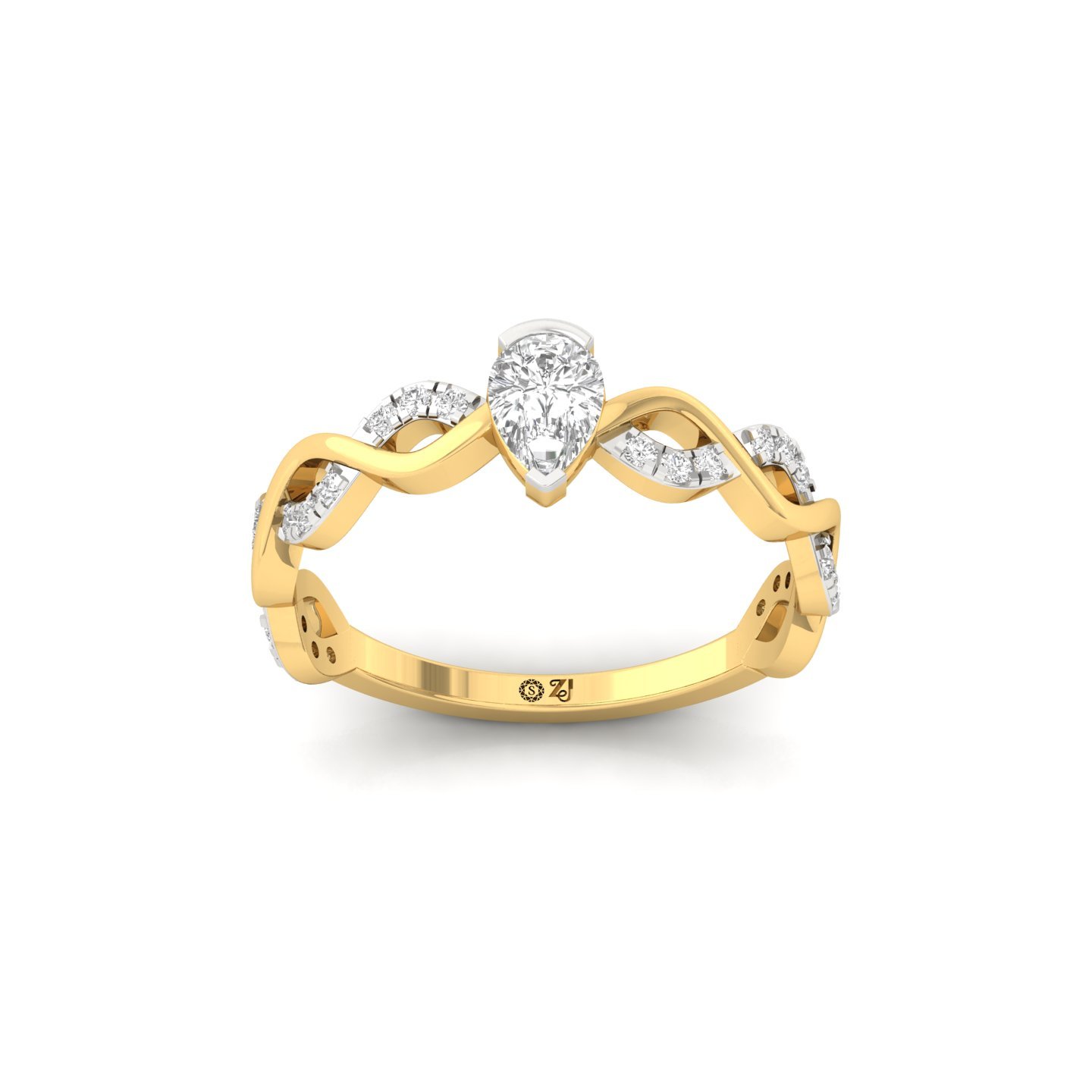 Pear Cut Infinity Twist Diamond Engagement Ring | Lab Grown CVD Diamond | Silver | 10K | 14K | 18K - Gold Main View