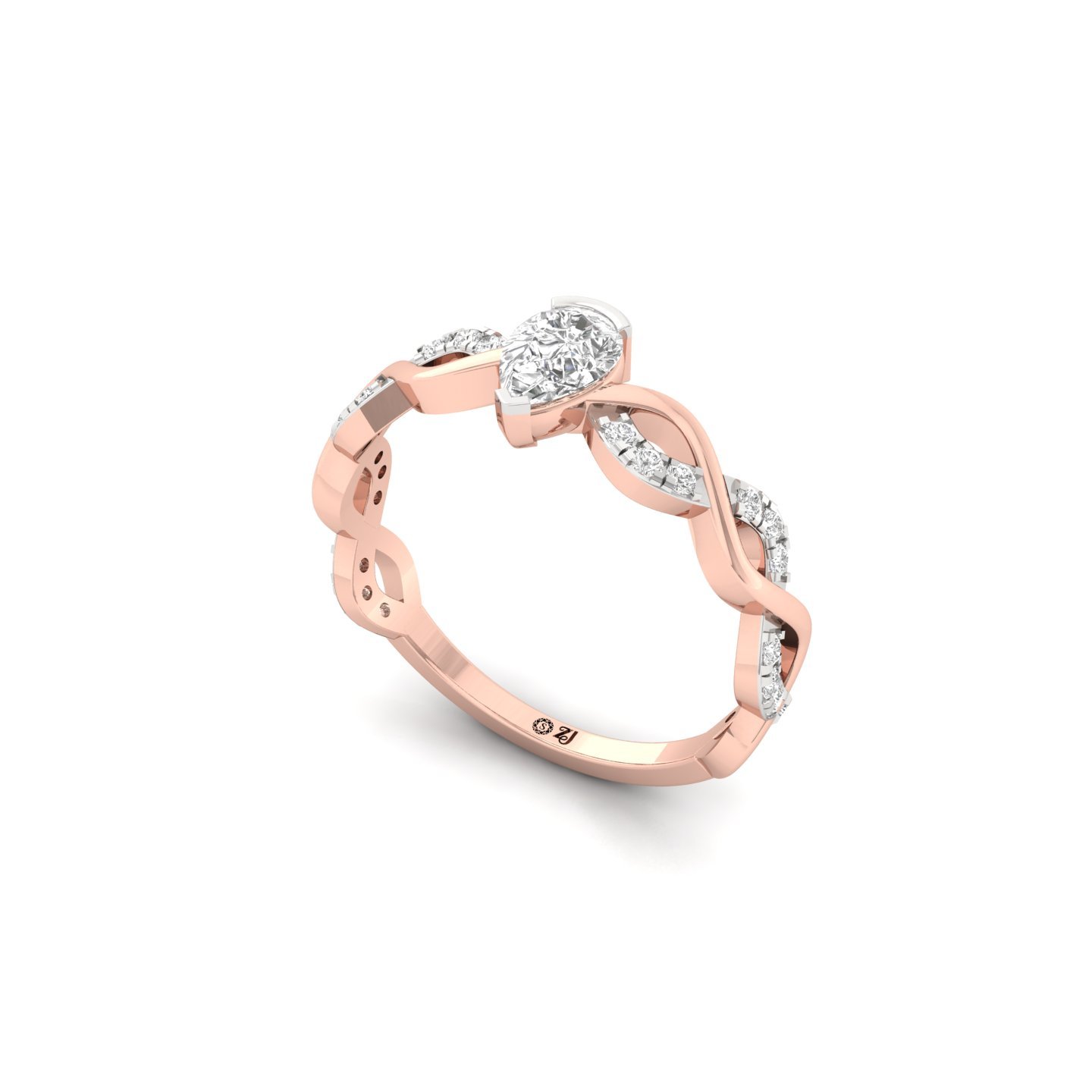 Pear Cut Infinity Twist Diamond Engagement Ring | Lab Grown CVD Diamond | Silver | 10K | 14K | 18K - View 2