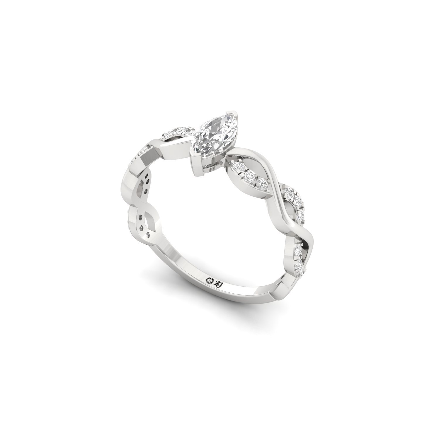 Marquise Cut Infinity Twist Diamond Engagement Ring | Lab Grown CVD Diamond | Silver | 10K | 14K | 18K - View 2