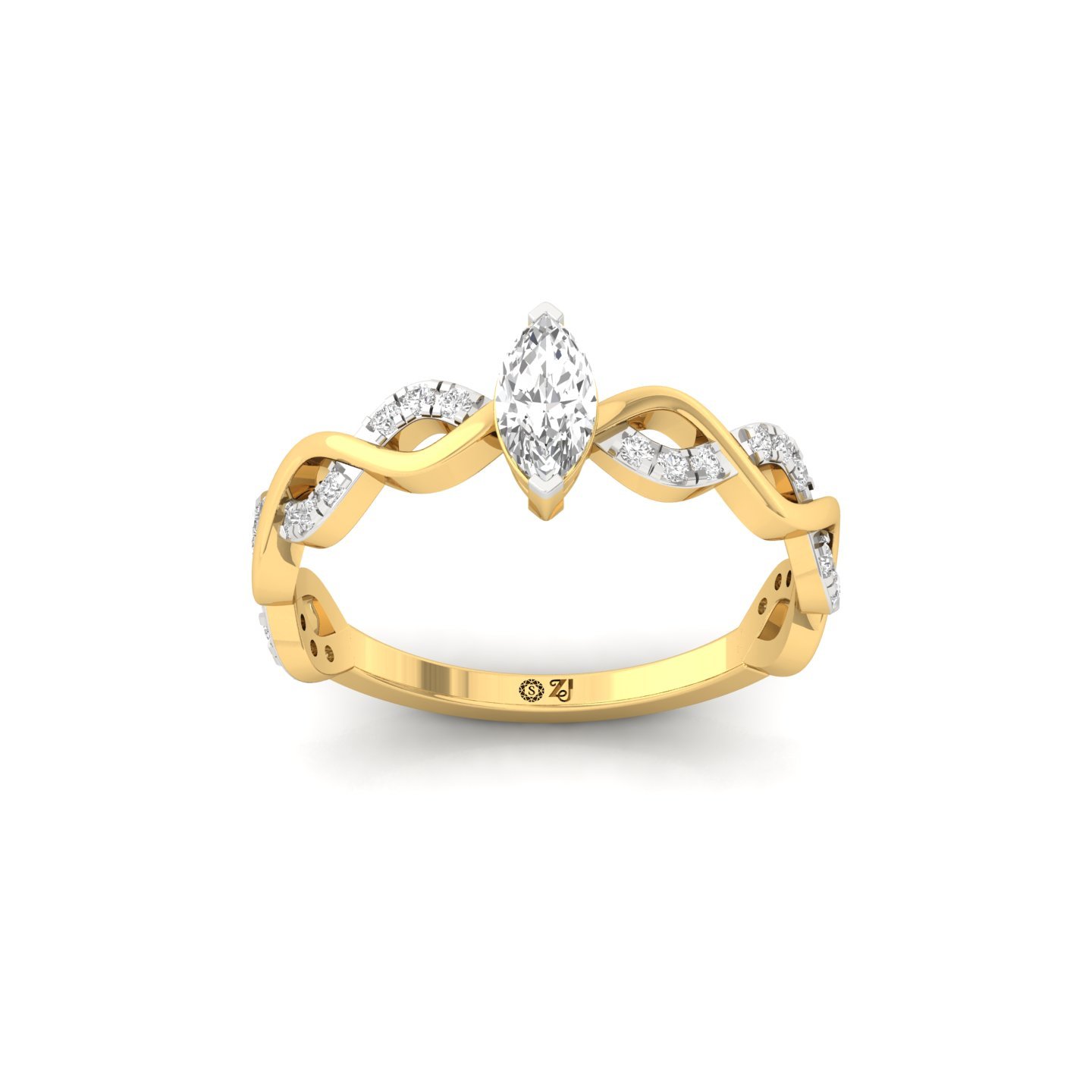 Marquise Cut Infinity Twist Diamond Engagement Ring | Lab Grown CVD Diamond | Silver | 10K | 14K | 18K - Gold Main View