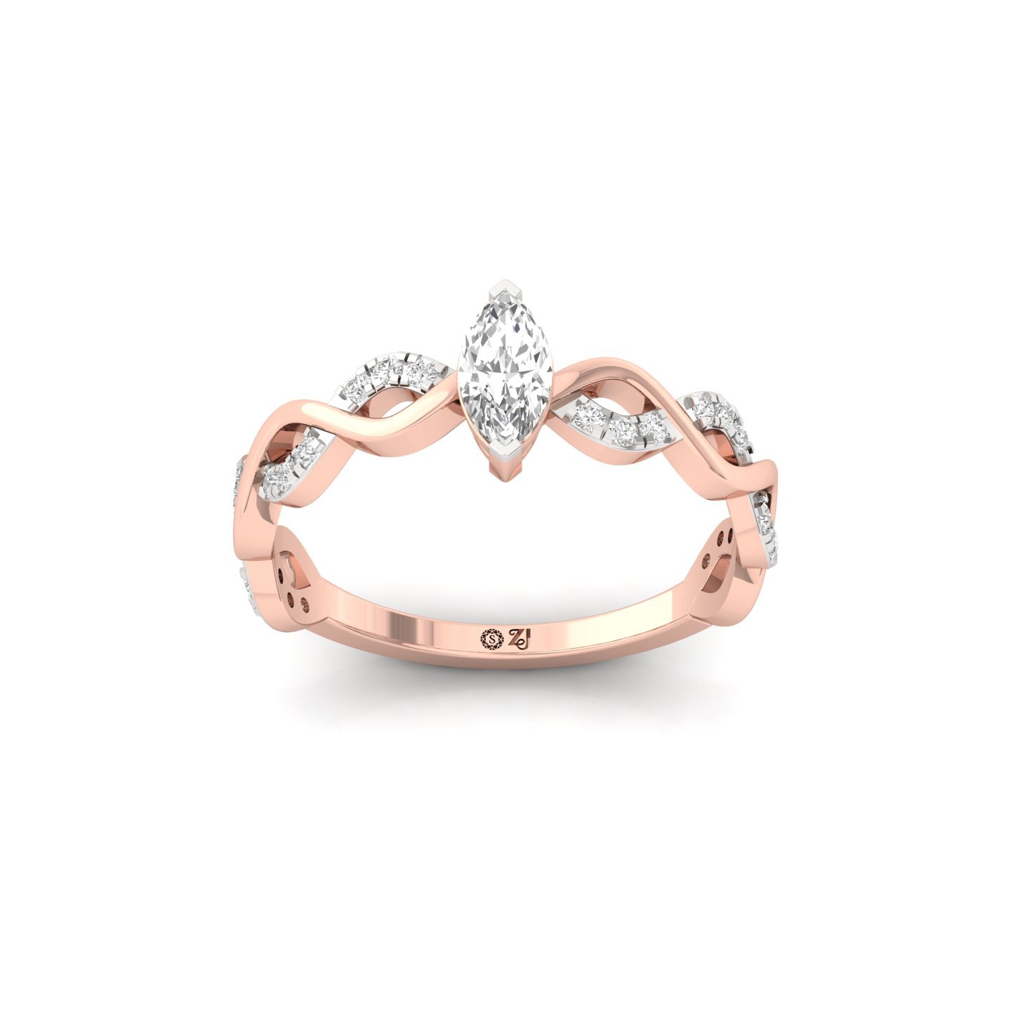Marquise Cut Infinity Twist Diamond Engagement Ring | Lab Grown CVD Diamond | Silver | 10K | 14K | 18K - Rose Gold Main View