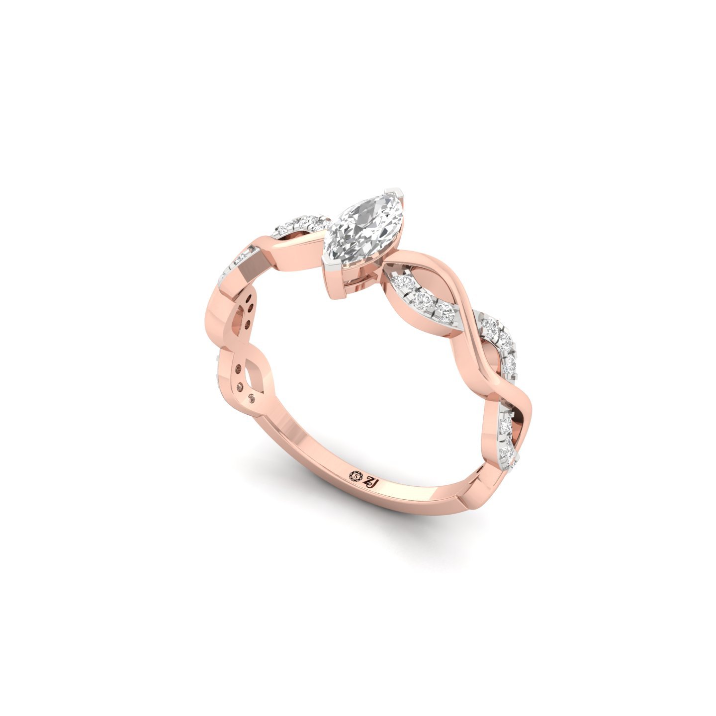 Marquise Cut Infinity Twist Diamond Engagement Ring | Lab Grown CVD Diamond | Silver | 10K | 14K | 18K - View 2