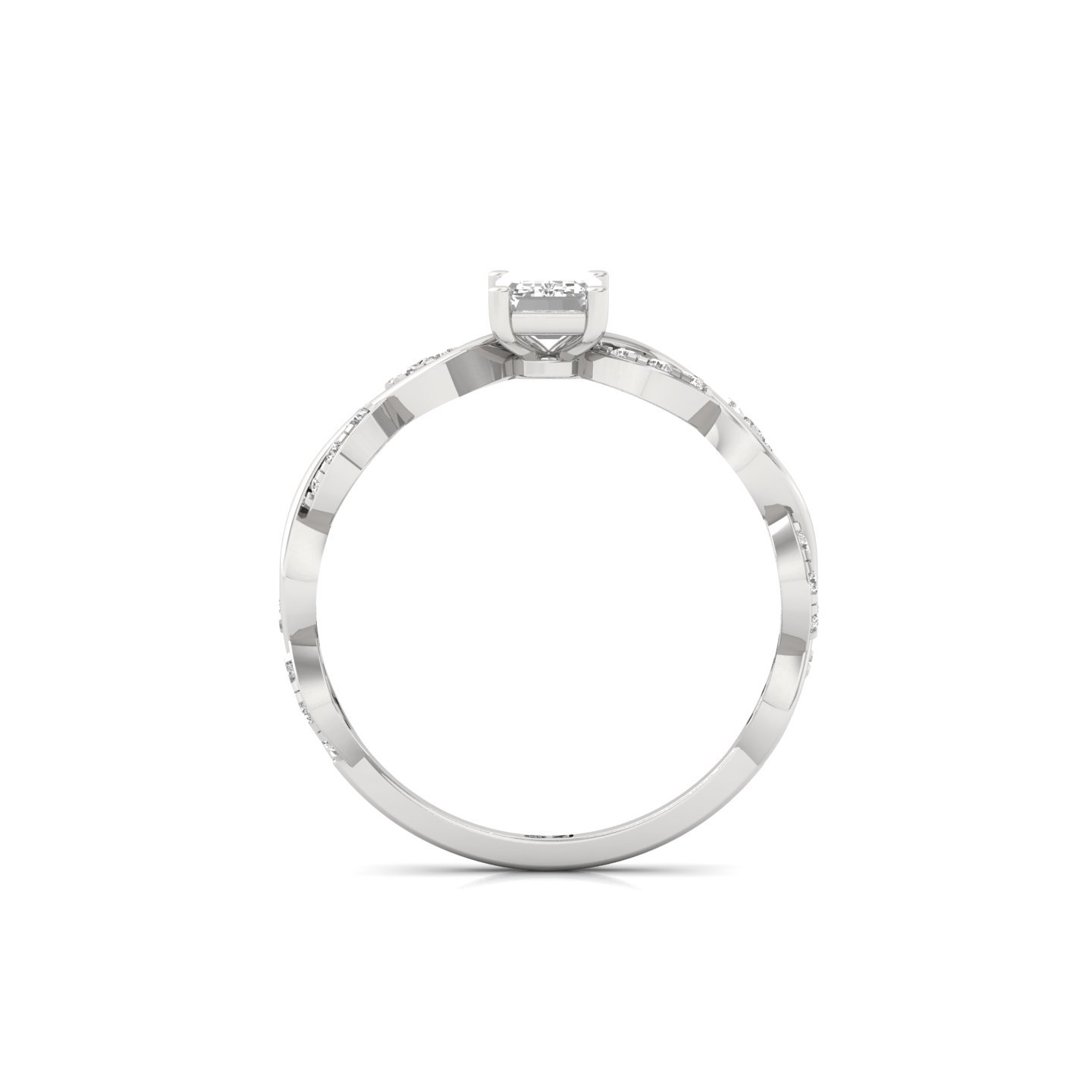 Emerald Cut Infinity Twist Diamond Engagement Ring | Lab Grown CVD Diamond | Silver | 10K | 14K | 18K - View 3