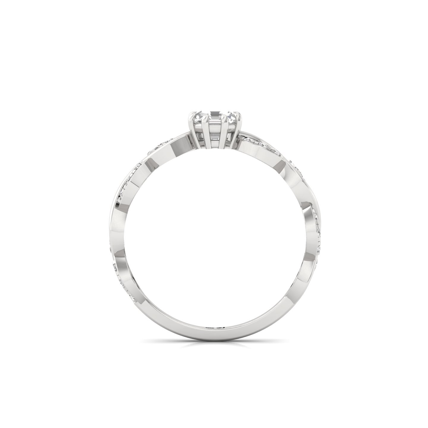 Octagon Cut Infinity Twist Diamond Engagement Ring | Lab Grown CVD Diamond | Silver | 10K | 14K | 18K - View 3