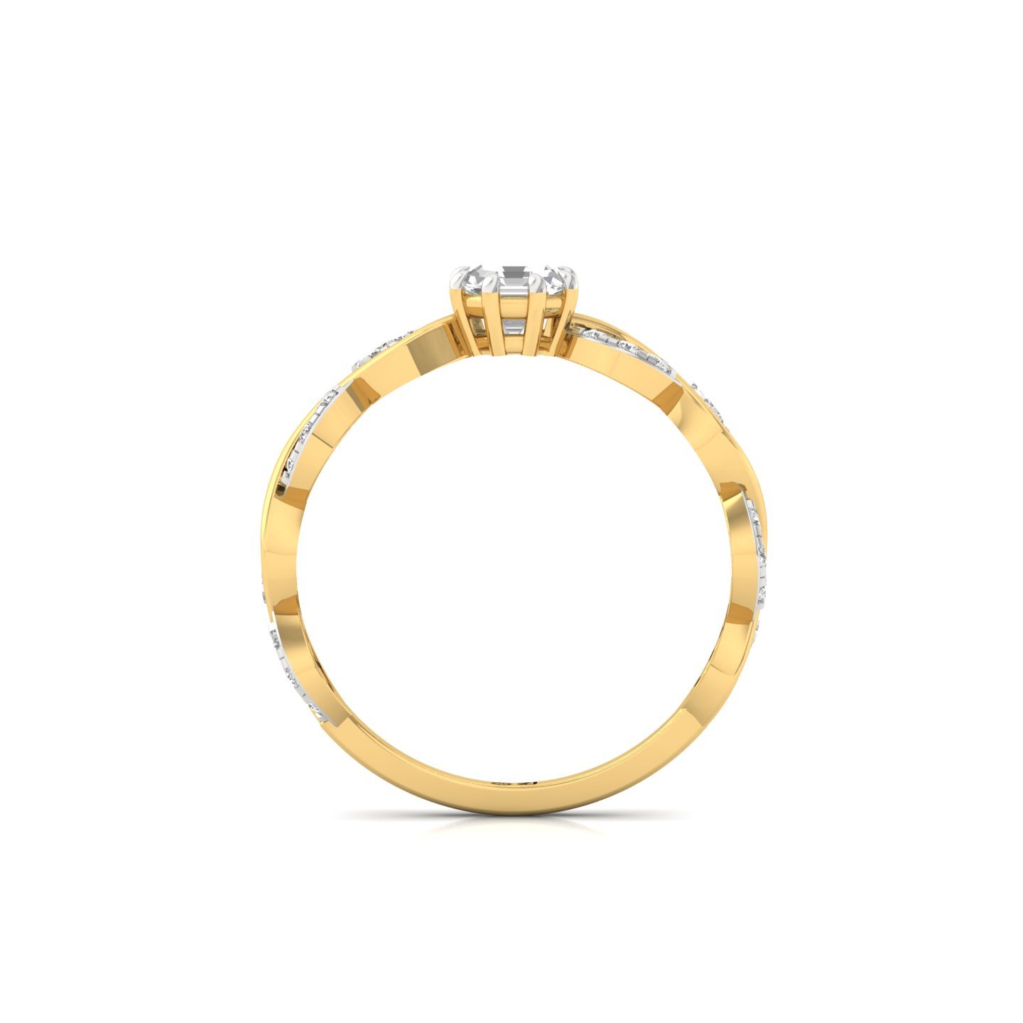 Octagon Cut Infinity Twist Diamond Engagement Ring | Lab Grown CVD Diamond | Silver | 10K | 14K | 18K - View 3