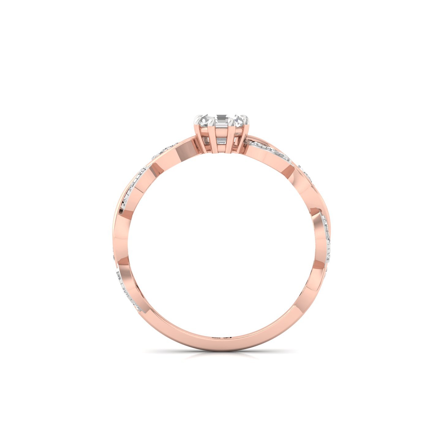 Octagon Cut Infinity Twist Diamond Engagement Ring | Lab Grown CVD Diamond | Silver | 10K | 14K | 18K - View 3