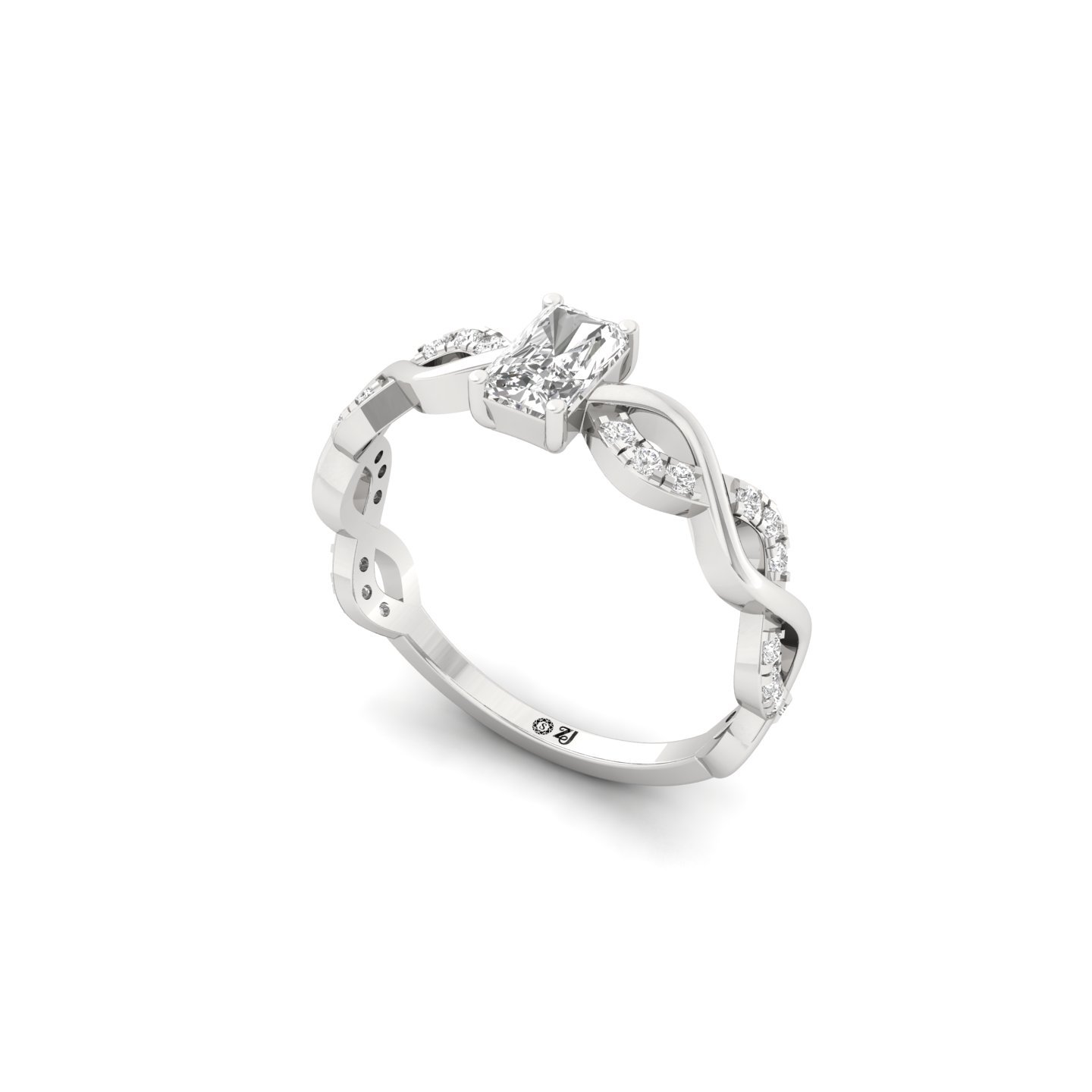 Radiant Cut Infinity Twist Diamond Engagement Ring | Lab Grown CVD Diamond | Silver | 10K | 14K | 18K - View 2