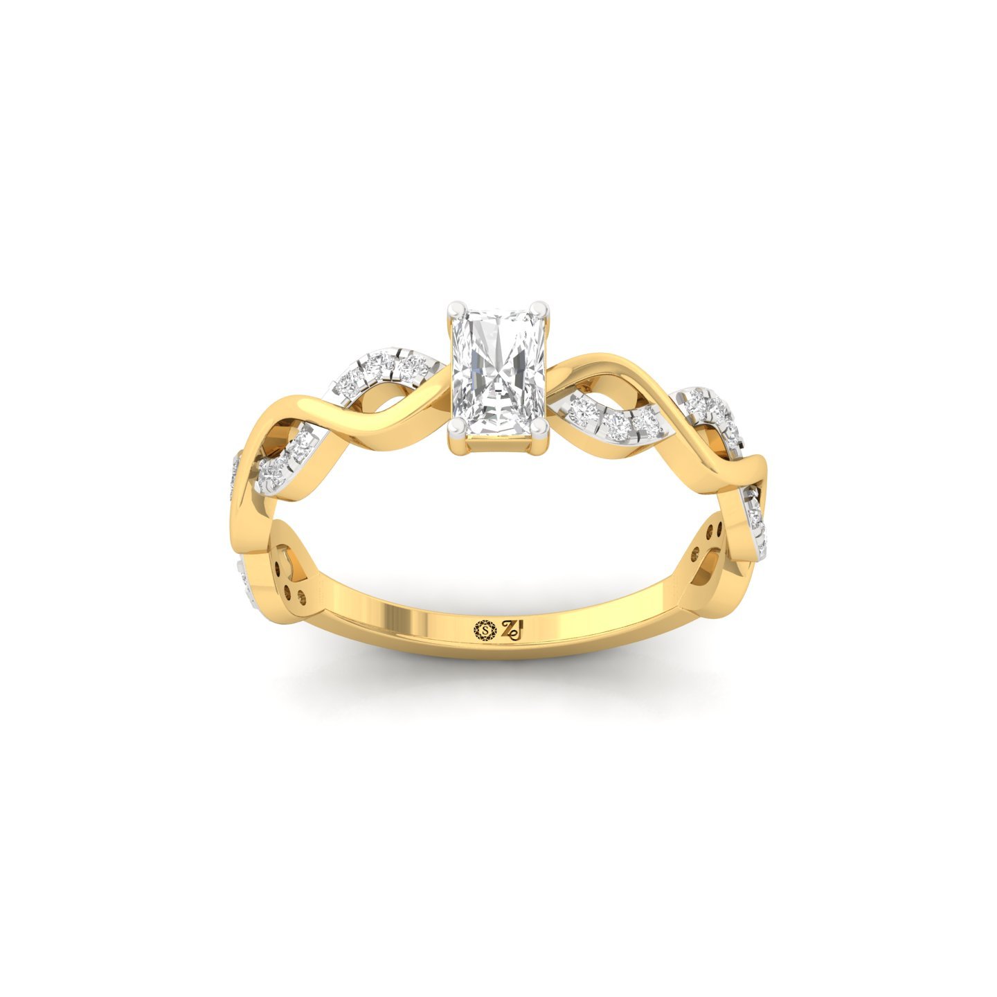 Radiant Cut Infinity Twist Diamond Engagement Ring | Lab Grown CVD Diamond | Silver | 10K | 14K | 18K - Gold Main View