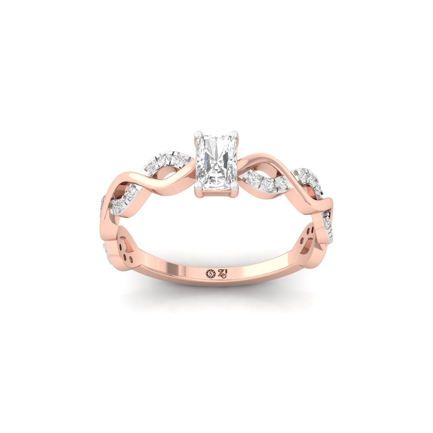 Radiant Cut Infinity Twist Diamond Engagement Ring | Lab Grown CVD Diamond | Silver | 10K | 14K | 18K - Rose Gold Main View