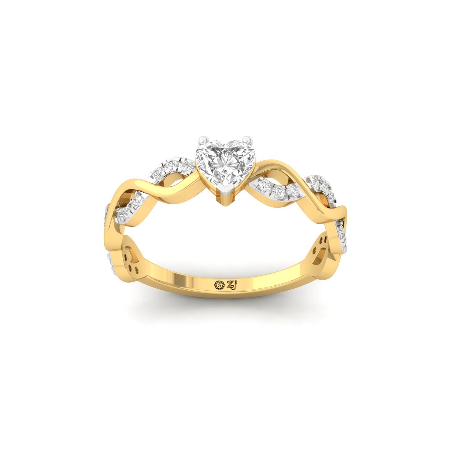 Heart Shape Infinity Twist Diamond Engagement Ring | Lab Grown CVD Diamond | Silver | 10K | 14K | 18K - Gold Main View