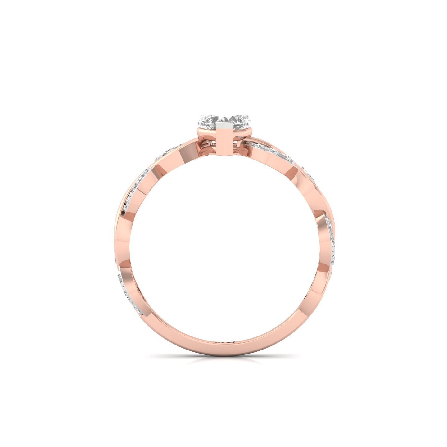 Heart Shape Infinity Twist Diamond Engagement Ring | Lab Grown CVD Diamond | Silver | 10K | 14K | 18K - View 3