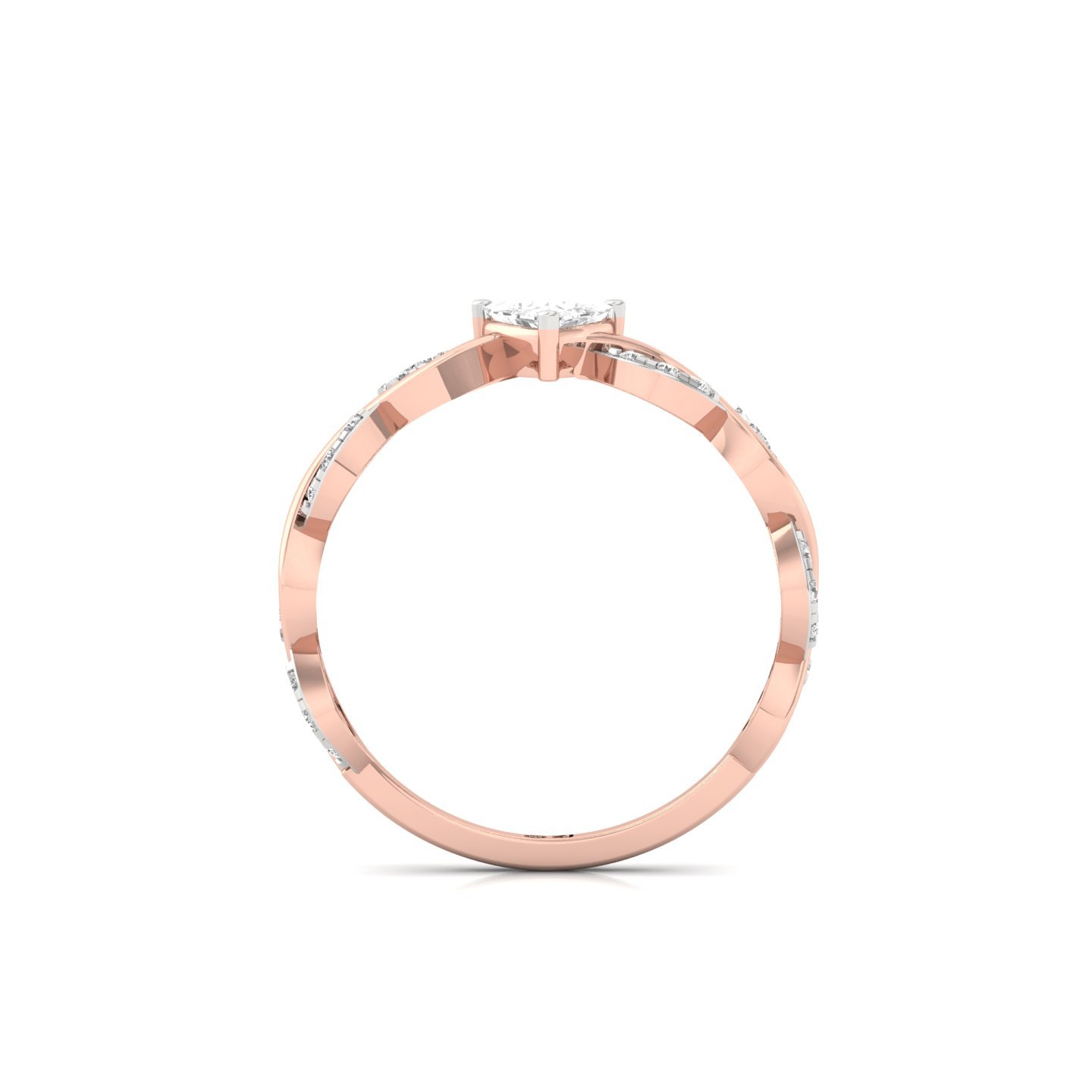 Trillion Cut Infinity Twist Diamond Engagement Ring | Lab Grown CVD Diamond | Silver | 10K | 14K | 18K - View 3