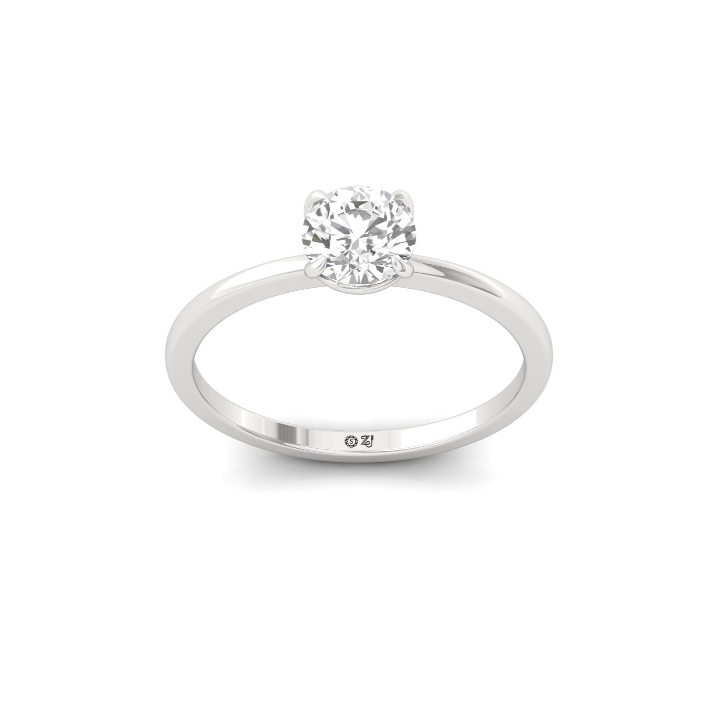 Classic Round Solitaire Diamond Engagement Ring | Lab Grown CVD Diamond | Silver | 10K | 14K | 18K - Main View