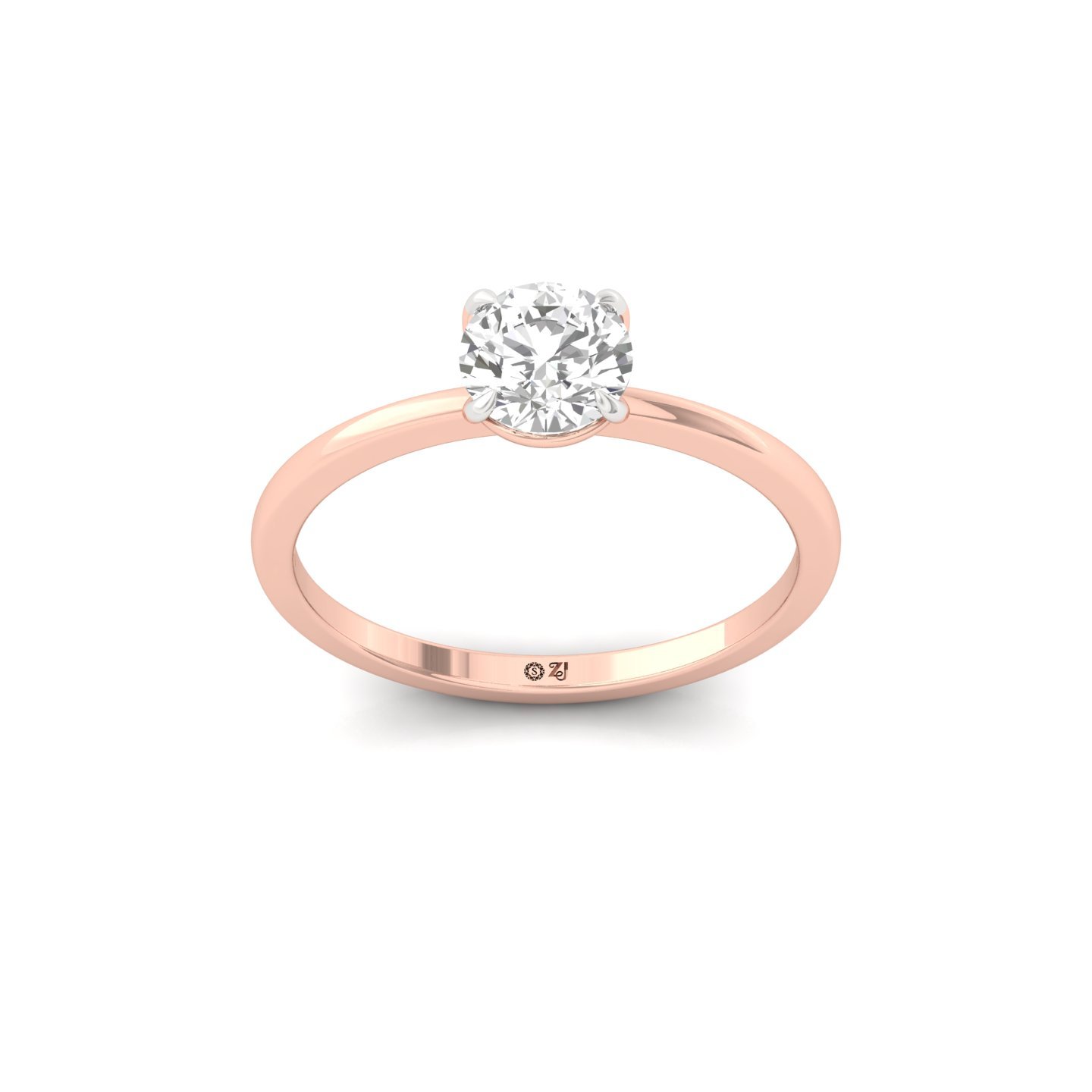 Classic Round Solitaire Diamond Engagement Ring | Lab Grown CVD Diamond | Silver | 10K | 14K | 18K - Rose Gold Main View