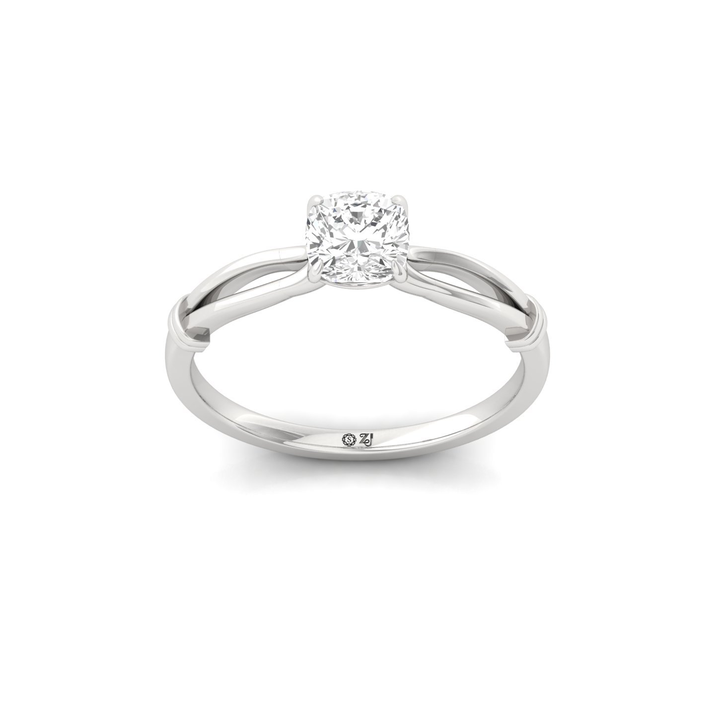 Cushion Cut Solitaire Diamond Engagement Ring | Lab Grown CVD Diamond | Silver | 10K | 14K | 18K - Main View