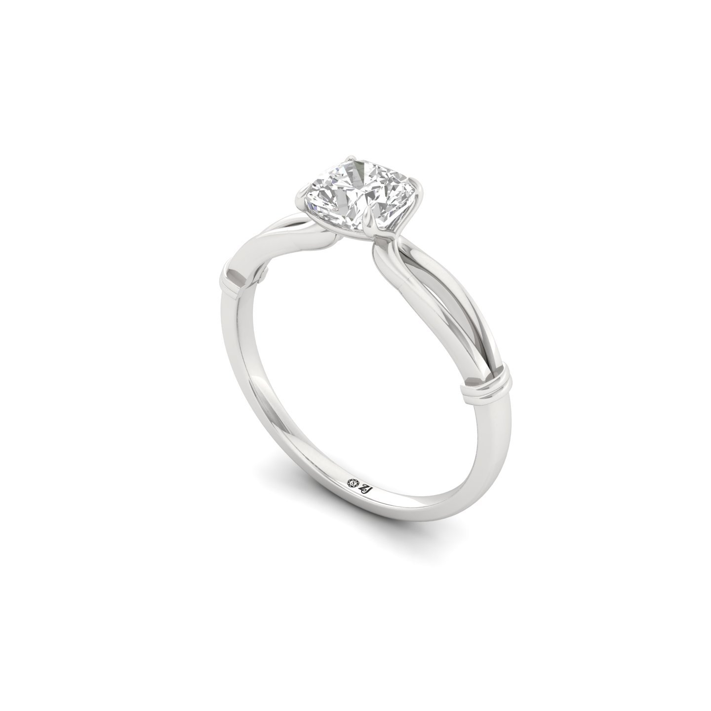 Cushion Cut Solitaire Diamond Engagement Ring | Lab Grown CVD Diamond | Silver | 10K | 14K | 18K - View 2