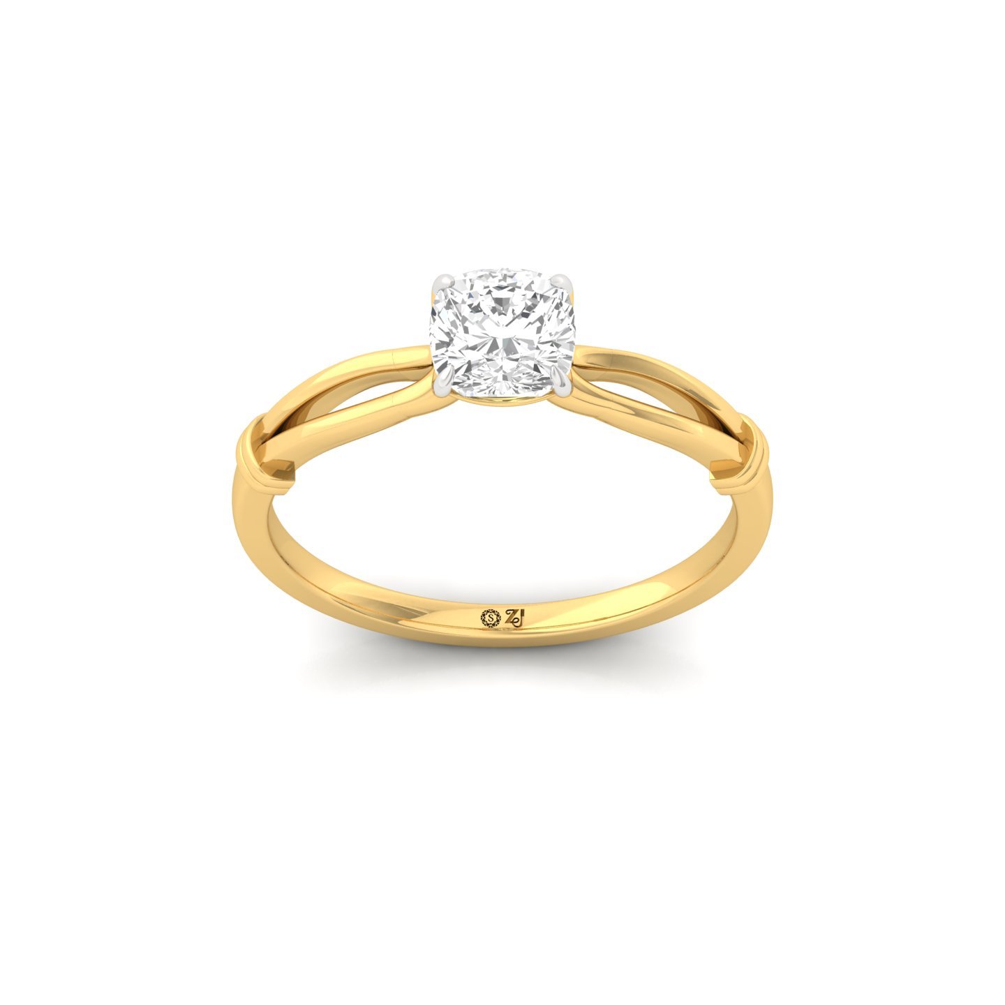 Cushion Cut Solitaire Diamond Engagement Ring | Lab Grown CVD Diamond | Silver | 10K | 14K | 18K - Gold Main View