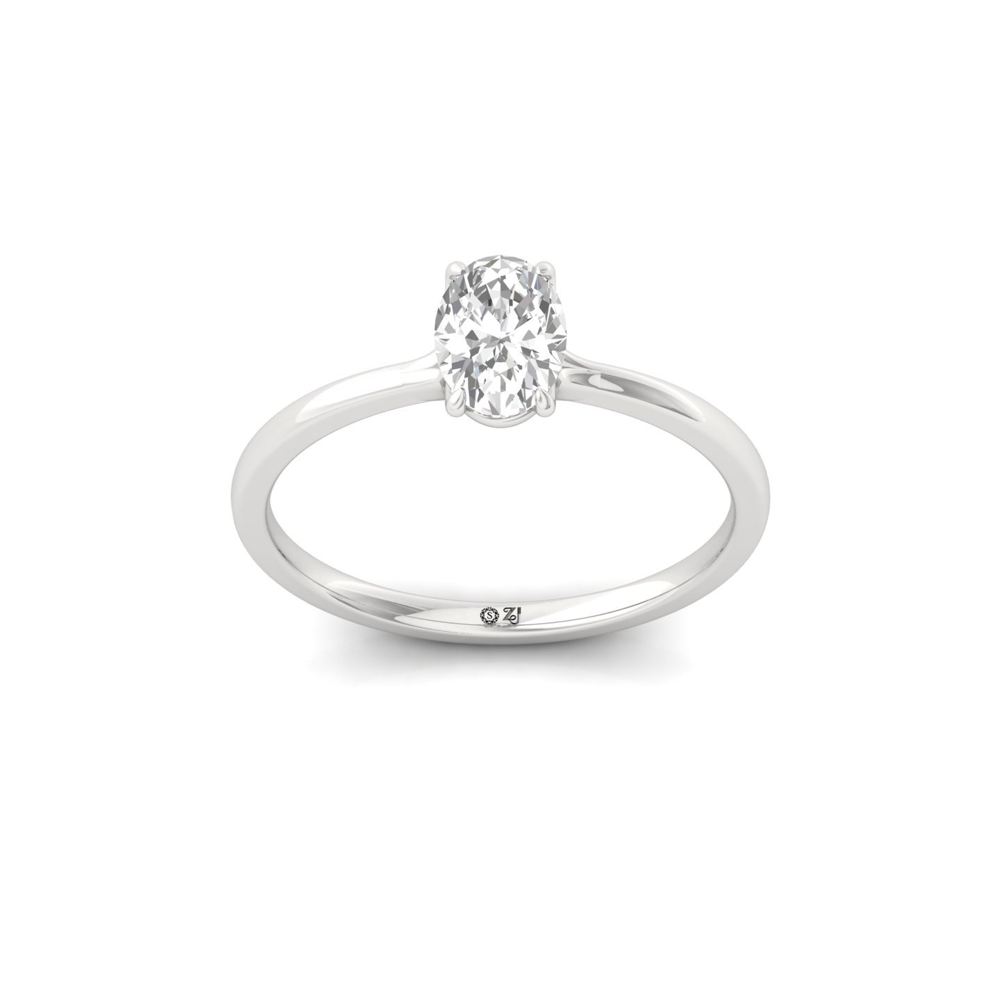 Oval Cut Solitaire Diamond Engagement Ring | Lab Grown CVD Diamond | Silver | 10K | 14K | 18K - Main View