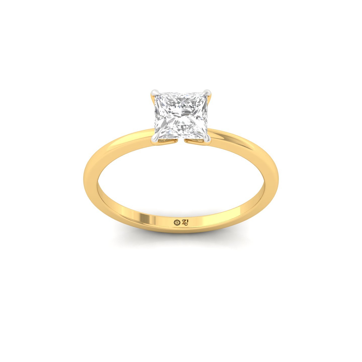 Princess Cut Solitaire Engagement Ring | Lab Grown Diamond | Silver | 10K | 14K | 18K - Gold Main View