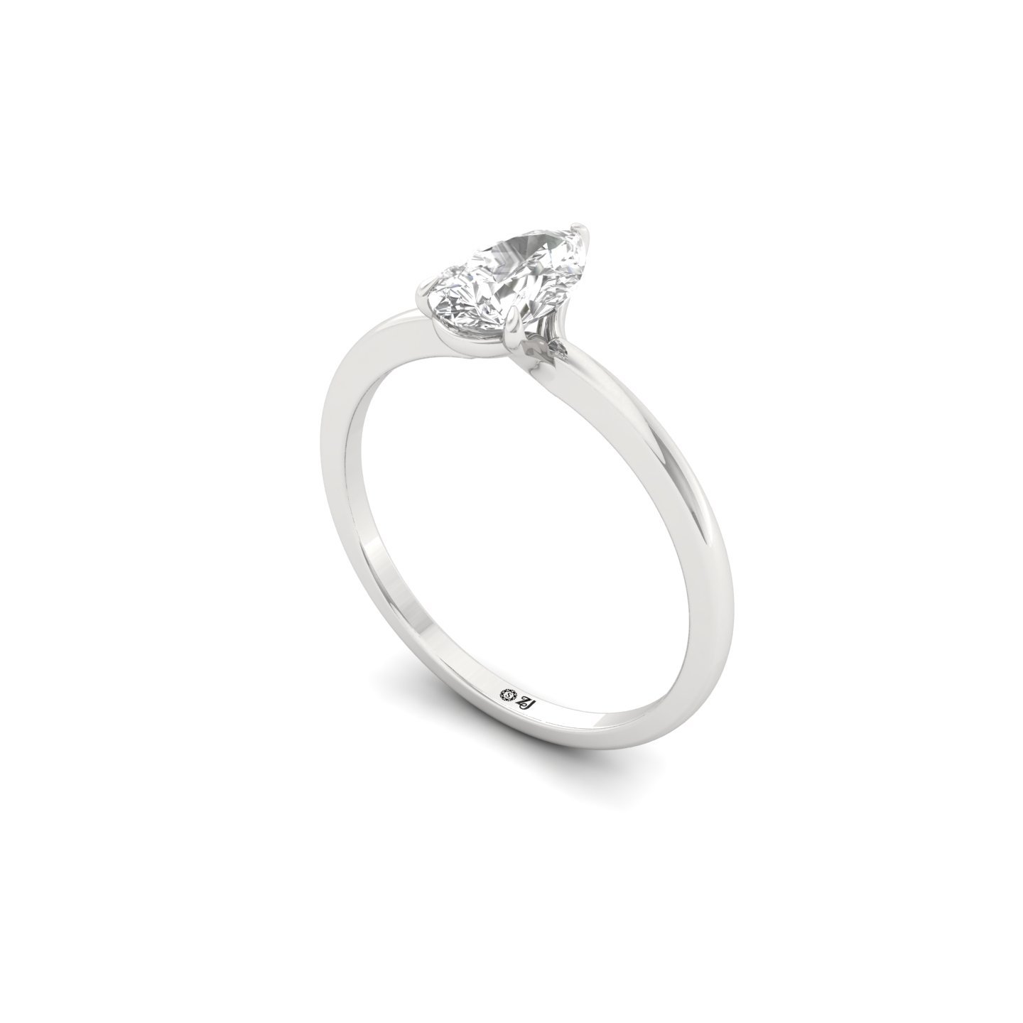 Pear Cut Solitaire Engagement Ring | Lab Grown Diamond | Silver | 10K | 14K | 18K - View 2