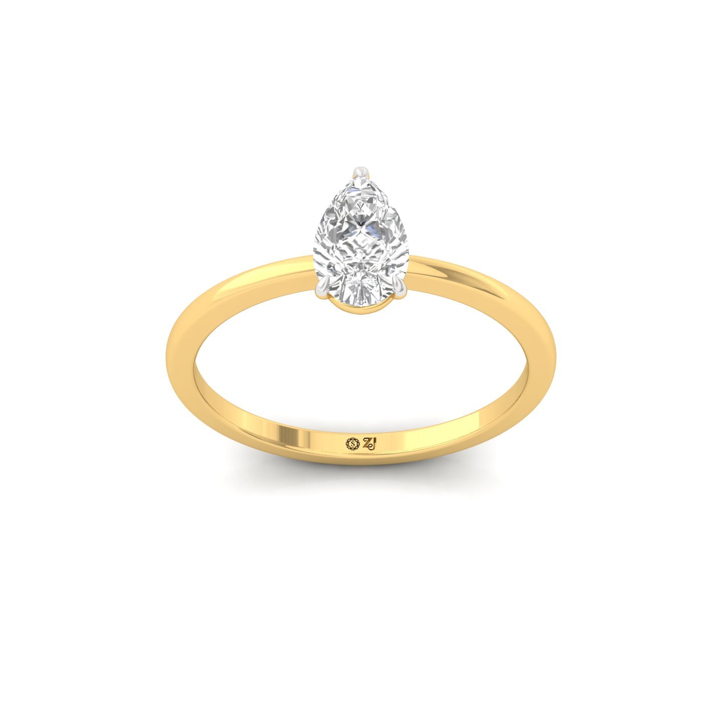 Pear Cut Solitaire Engagement Ring | Lab Grown Diamond | Silver | 10K | 14K | 18K - Gold Main View