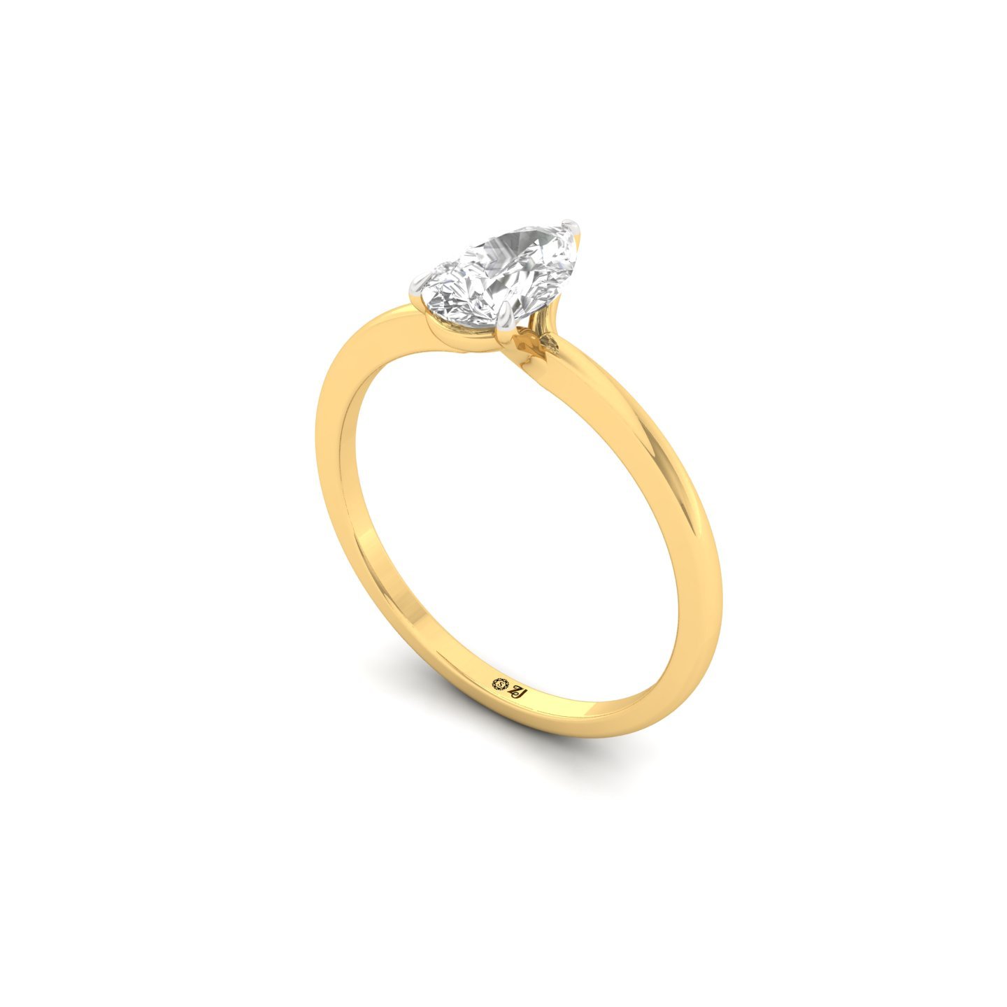Pear Cut Solitaire Engagement Ring | Lab Grown Diamond | Silver | 10K | 14K | 18K - View 2