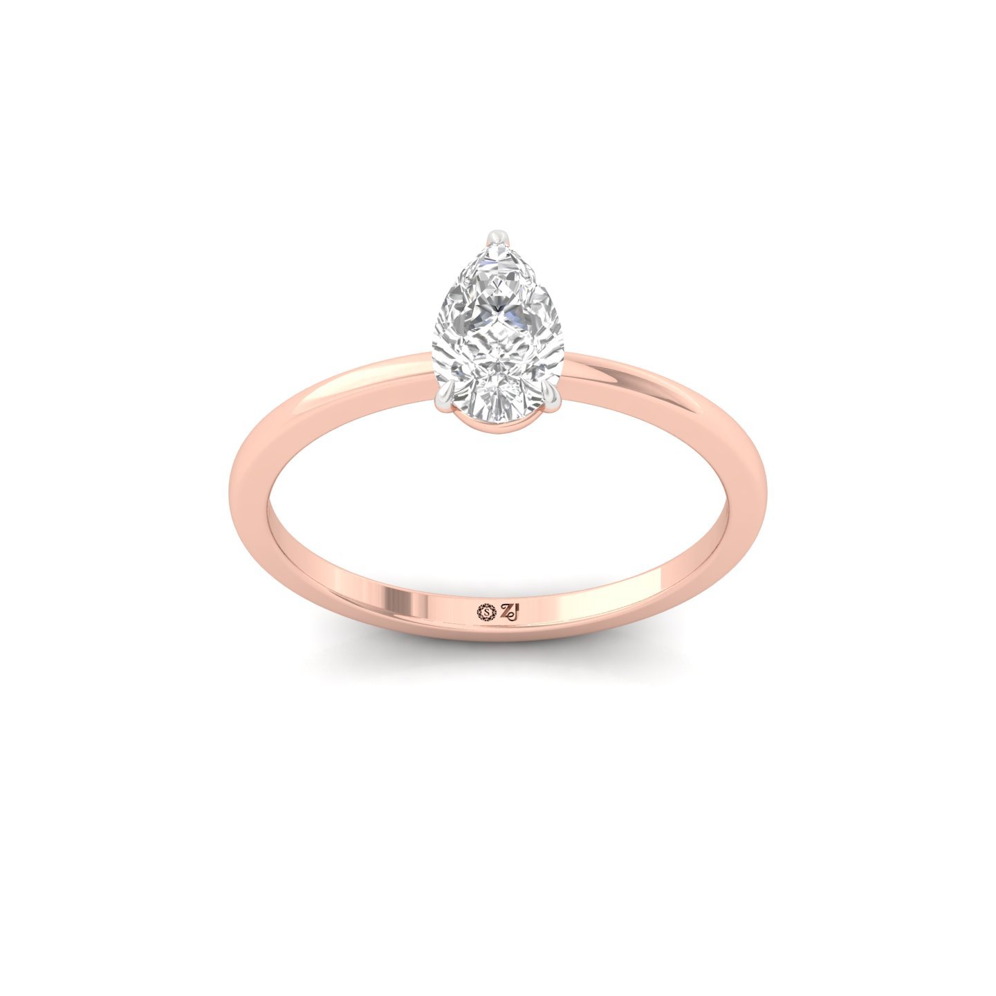 Pear Cut Solitaire Engagement Ring | Lab Grown Diamond | Silver | 10K | 14K | 18K - Rose Gold Main View