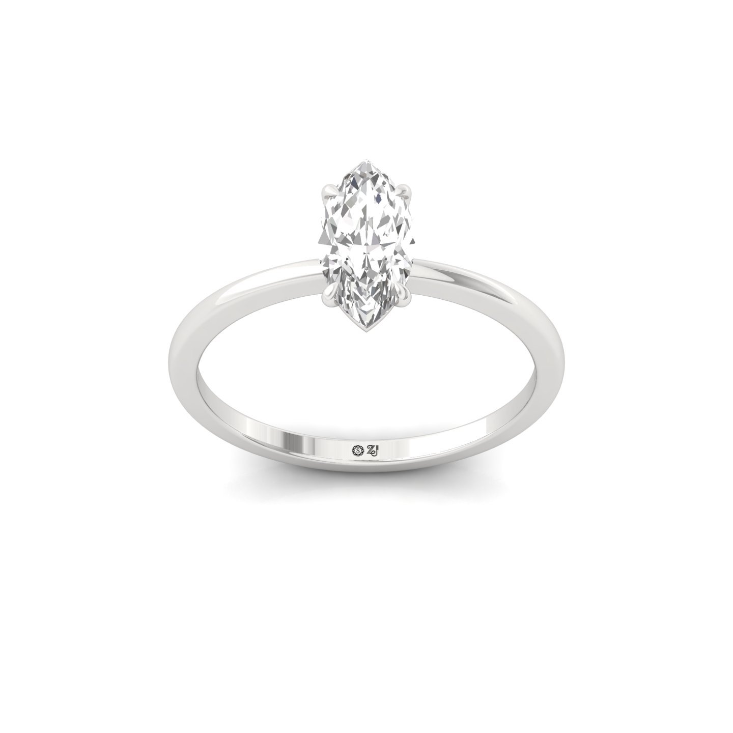Marquise Cut Solitaire Engagement Ring | Lab Grown Diamond | Silver | 10K | 14K | 18K - Main View