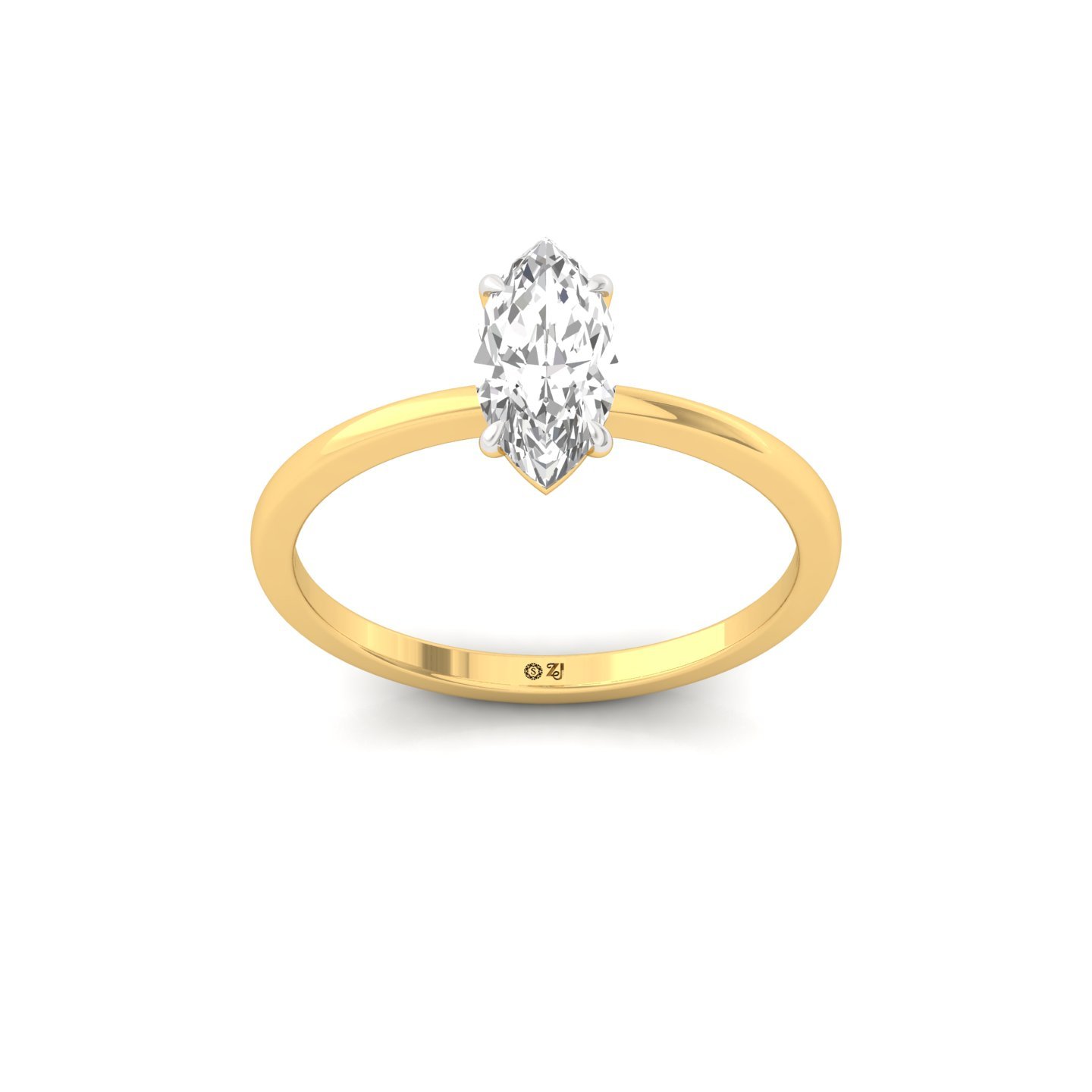Marquise Cut Solitaire Engagement Ring | Lab Grown Diamond | Silver | 10K | 14K | 18K - Gold Main View