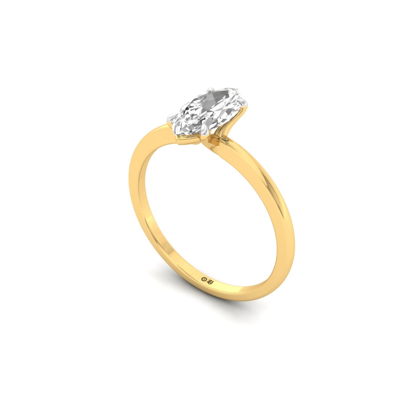 Marquise Cut Solitaire Engagement Ring | Lab Grown Diamond | Silver | 10K | 14K | 18K - View 2
