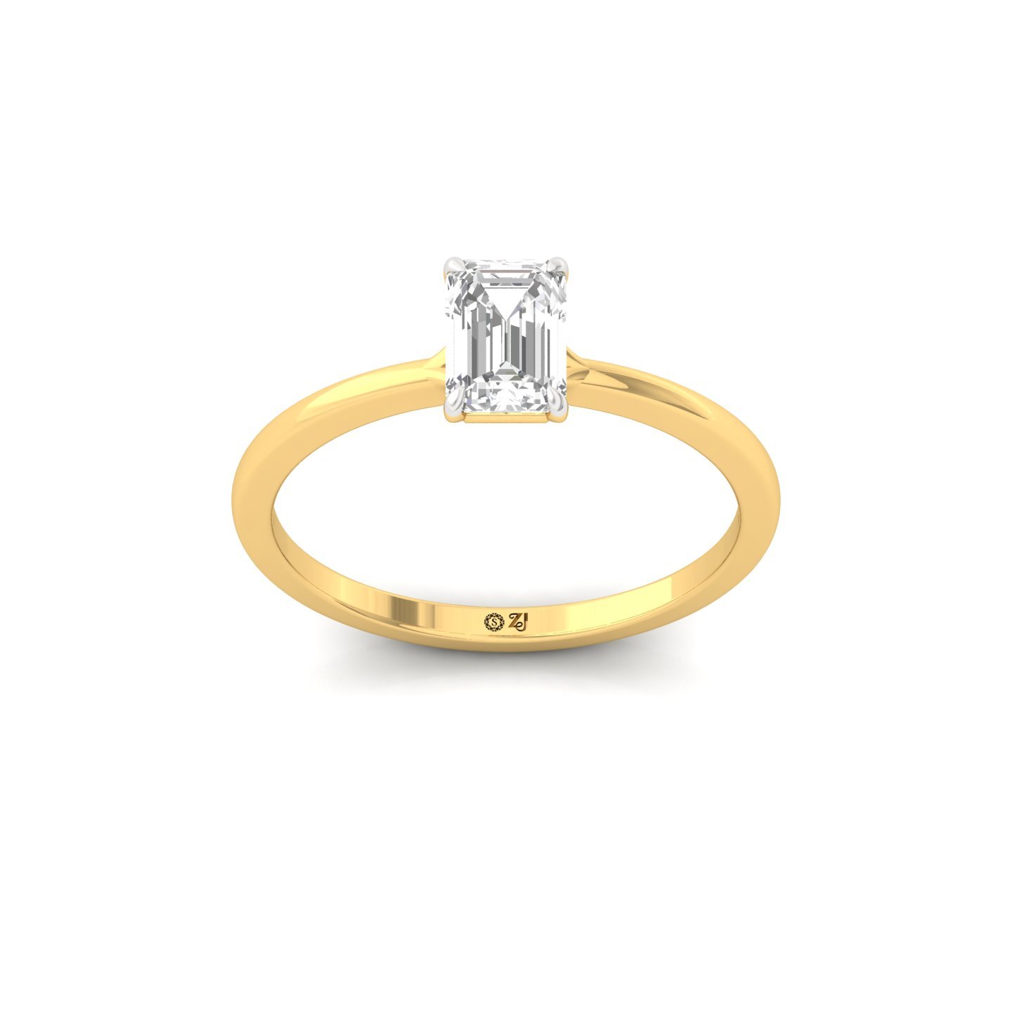 Emerald Cut Solitaire Engagement Ring | Lab Grown Diamond | Silver | 10K | 14K | 18K - Gold Main View