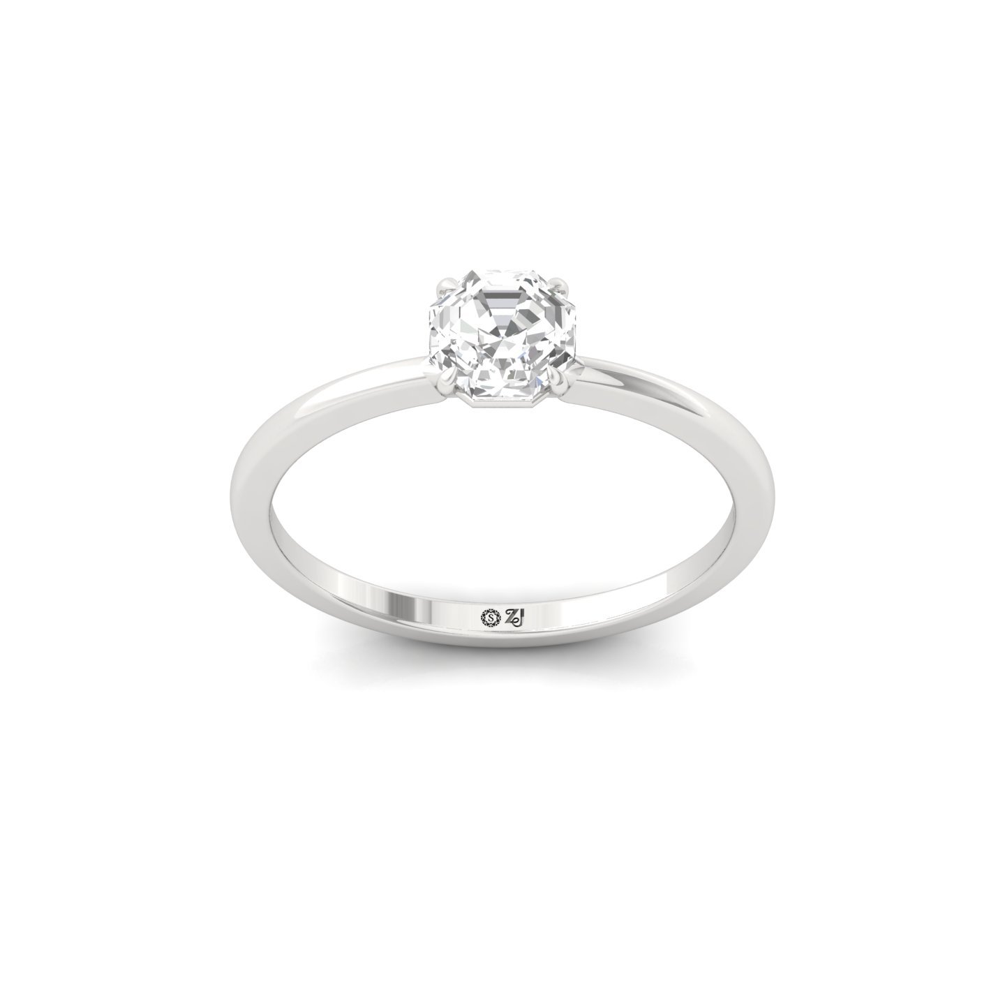 Octagon Cut Solitaire Engagement Ring | Lab Grown Diamond | Silver | 10K | 14K | 18K - View 3