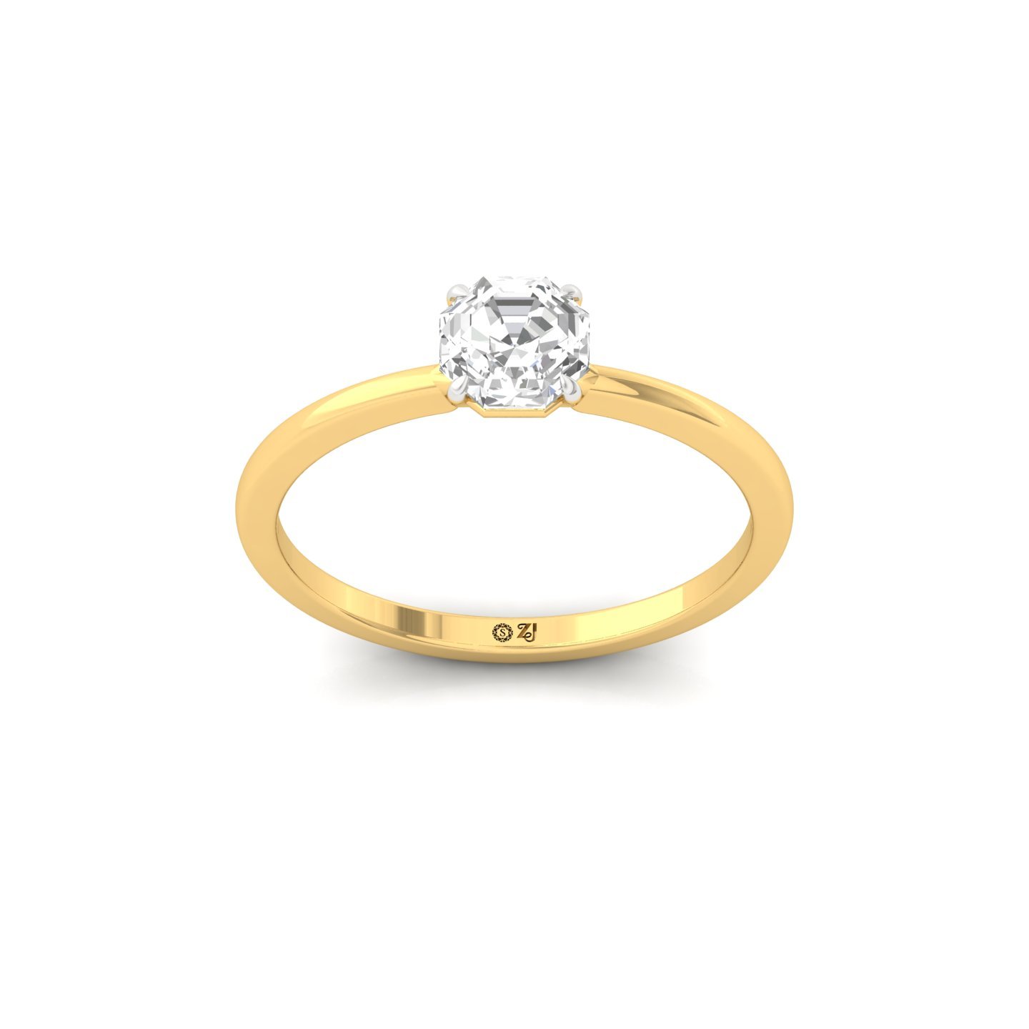 Octagon Cut Solitaire Engagement Ring | Lab Grown Diamond | Silver | 10K | 14K | 18K - Gold Main View