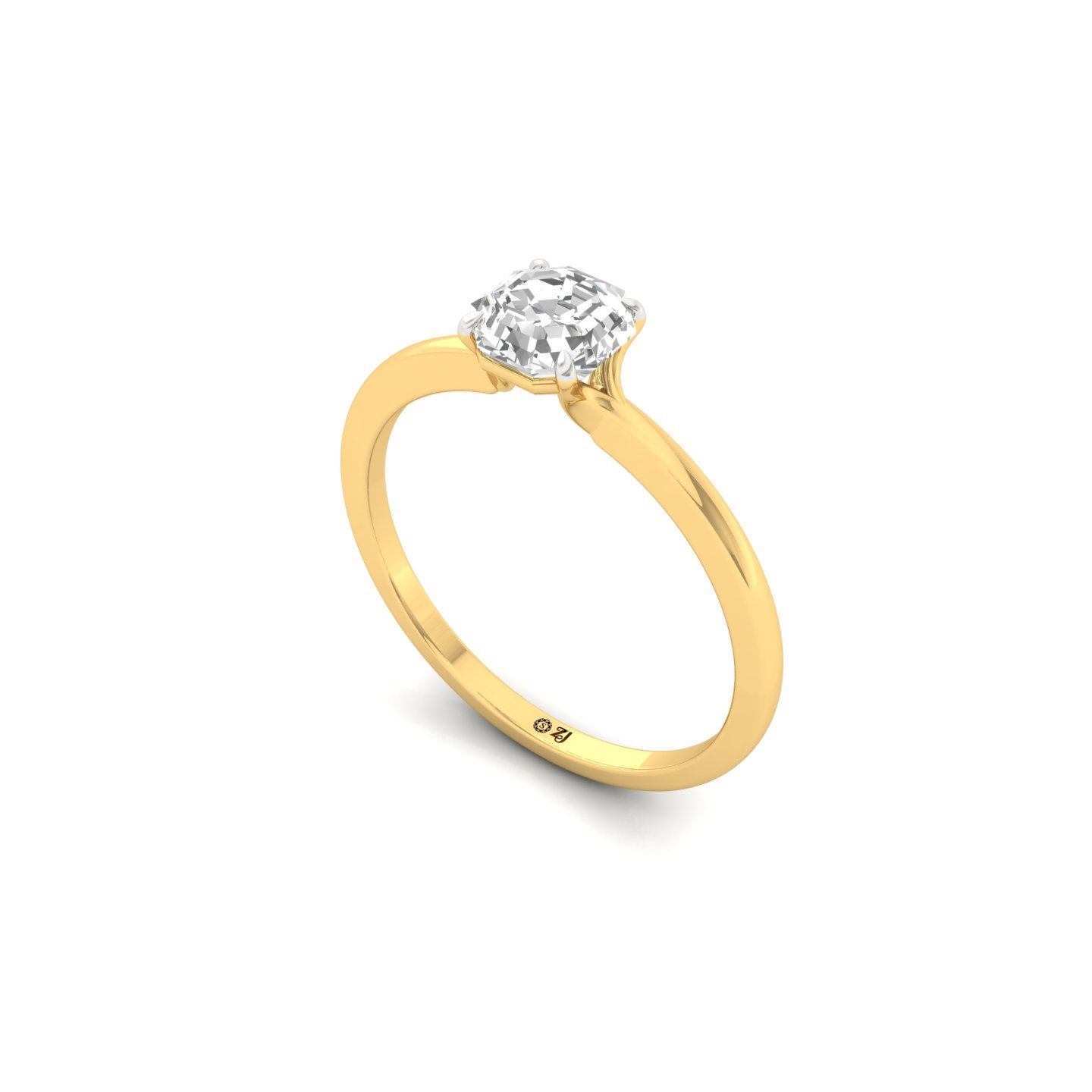 Octagon Cut Solitaire Engagement Ring | Lab Grown Diamond | Silver | 10K | 14K | 18K - View 2