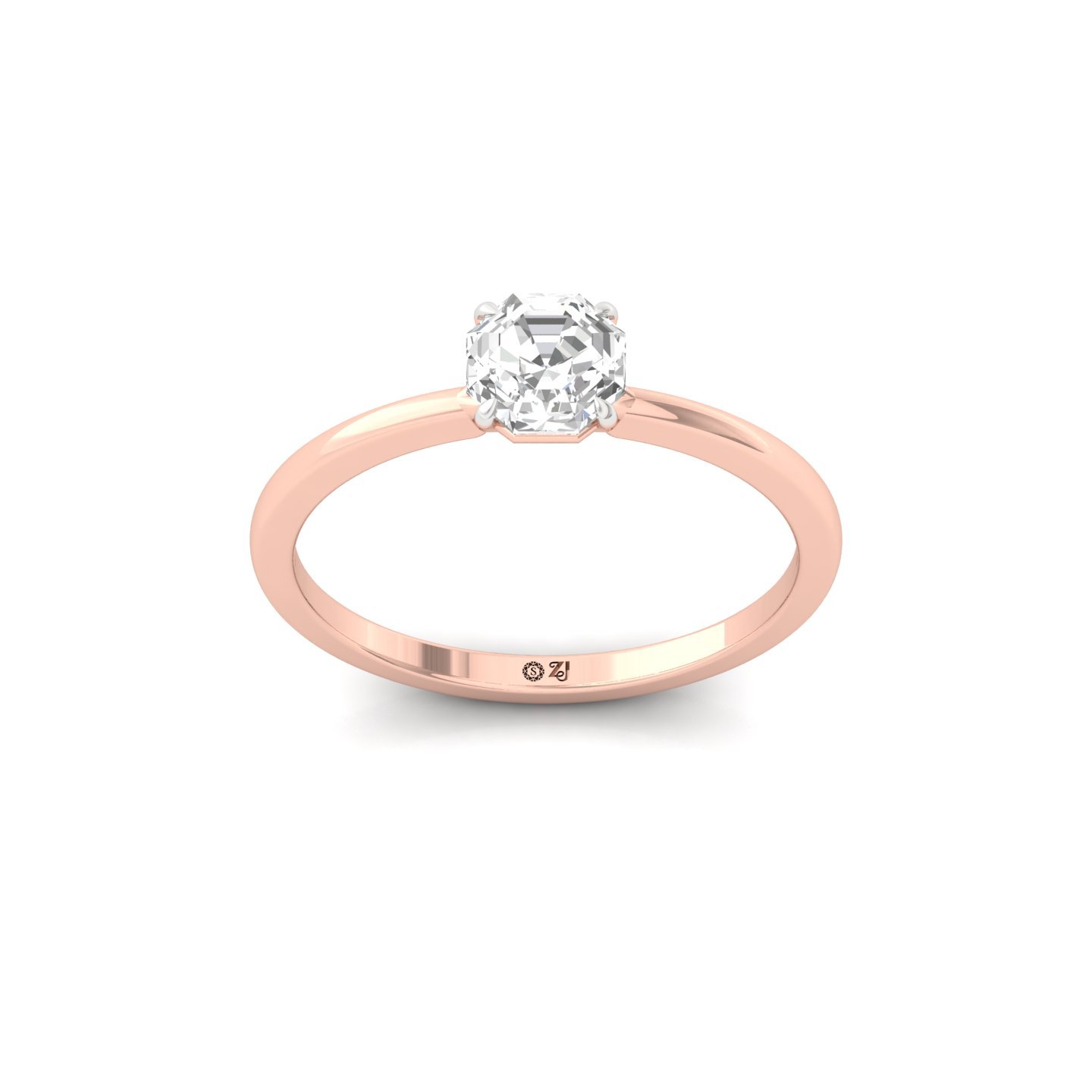 Octagon Cut Solitaire Engagement Ring | Lab Grown Diamond | Silver | 10K | 14K | 18K - Rose Gold Main View