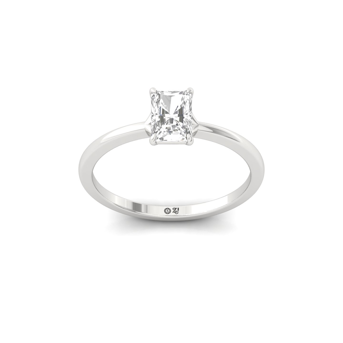 Radiant Cut Solitaire Engagement Ring | Lab Grown Diamond | Silver | 10K | 14K | 18K - Main View