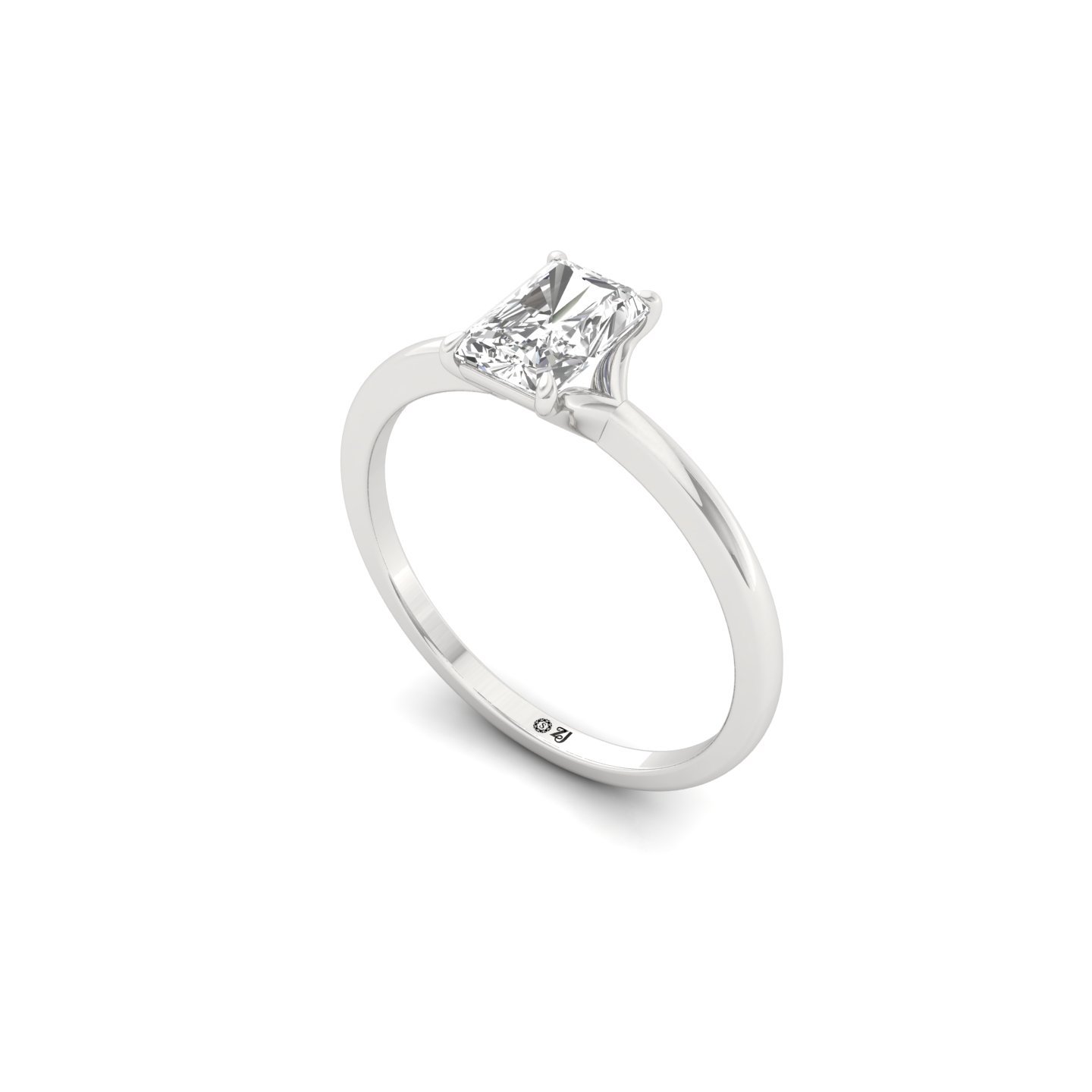 Radiant Cut Solitaire Engagement Ring | Lab Grown Diamond | Silver | 10K | 14K | 18K - View 2