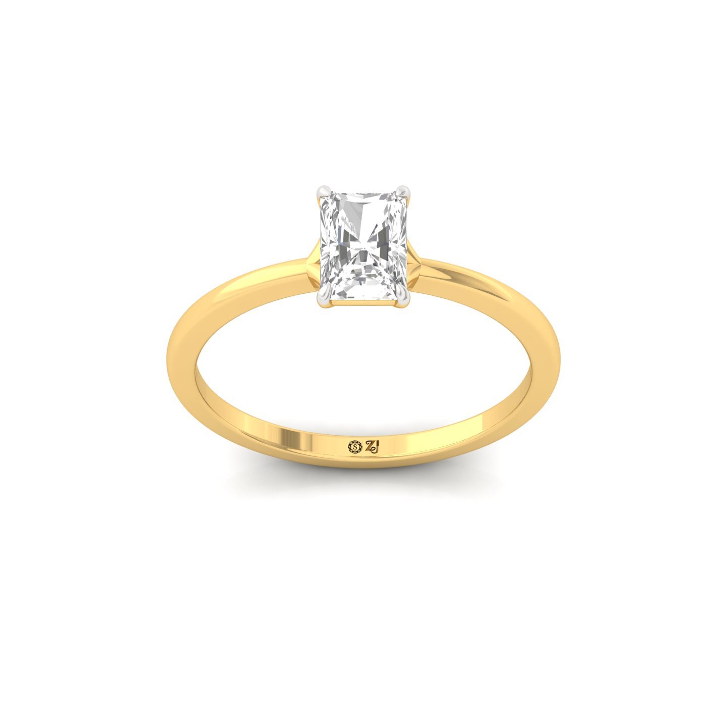 Radiant Cut Solitaire Engagement Ring | Lab Grown Diamond | Silver | 10K | 14K | 18K - Gold Main View