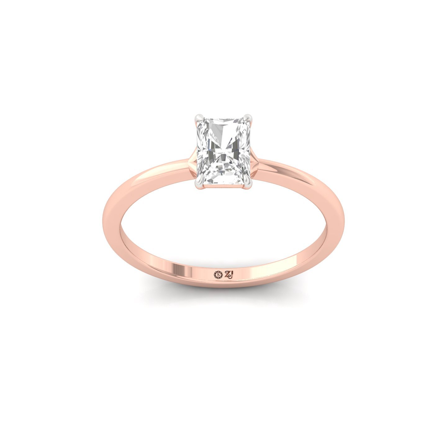 Radiant Cut Solitaire Engagement Ring | Lab Grown Diamond | Silver | 10K | 14K | 18K - Rose Gold Main View